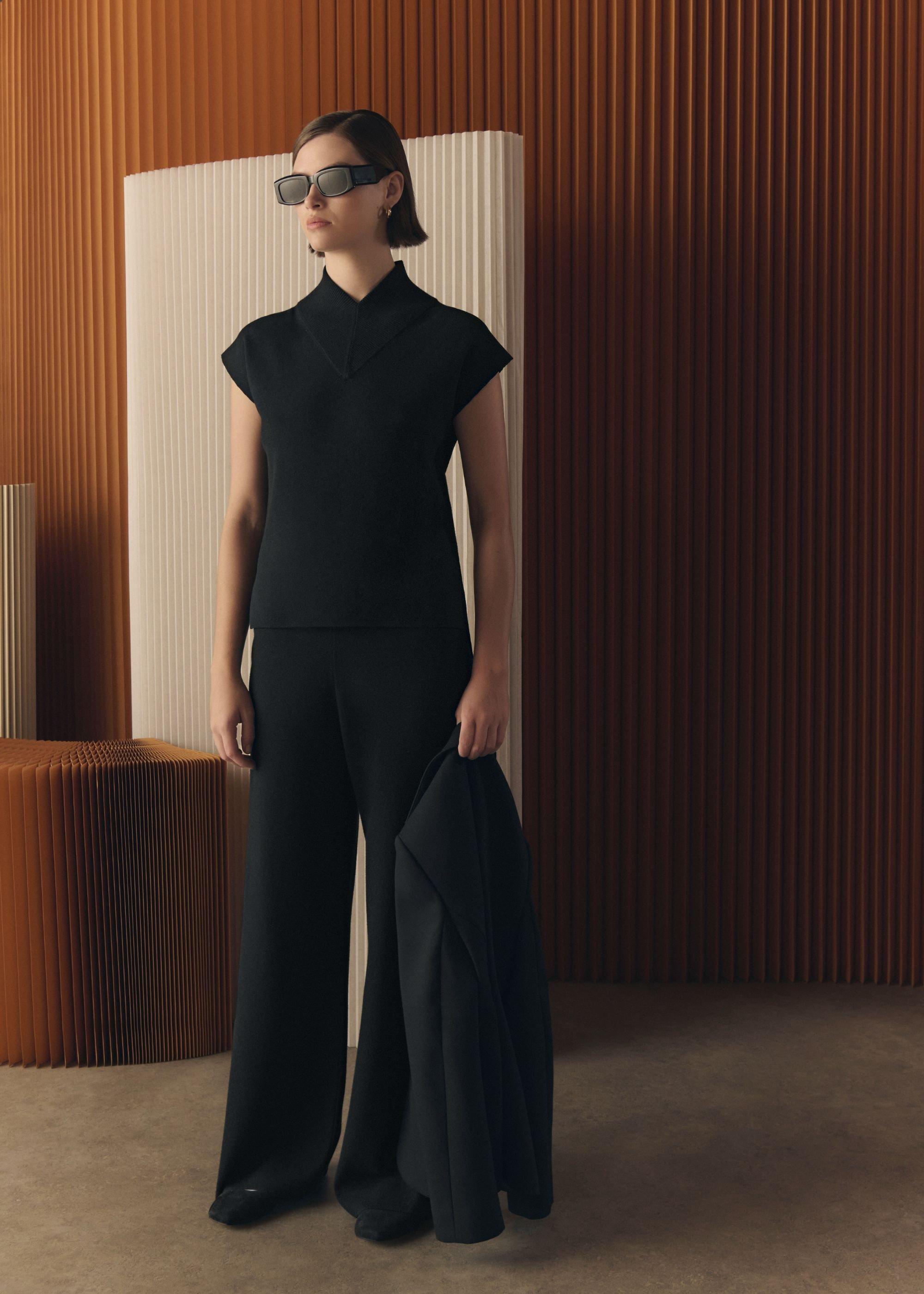 Black Harris Wide Leg Knitted Co-ord Trousers