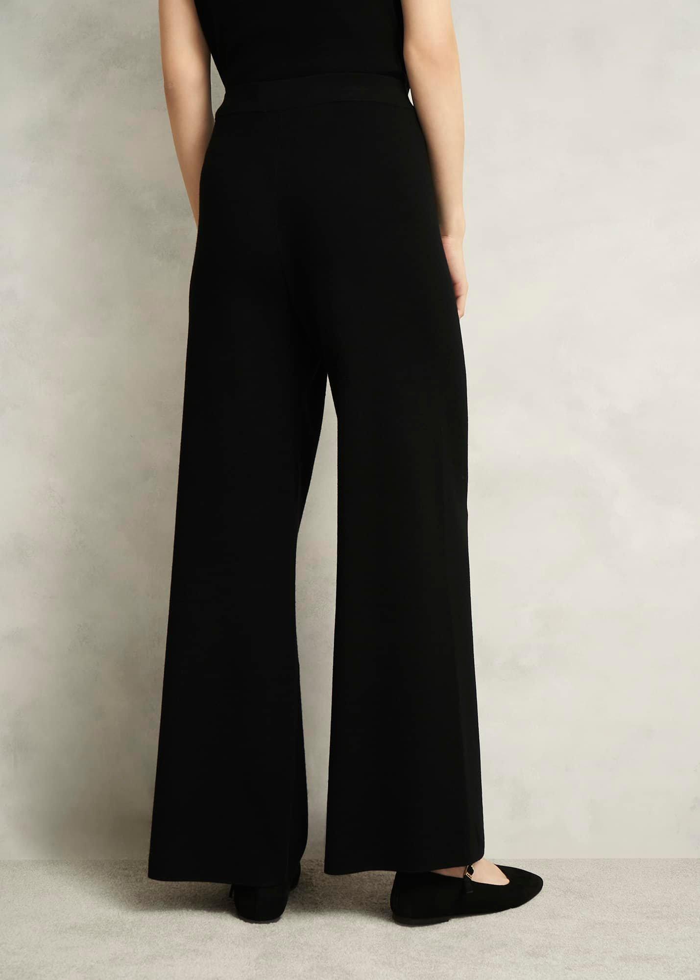 Black Harris Wide Leg Knitted Co-ord Trousers, Hobbs Black, hi-res