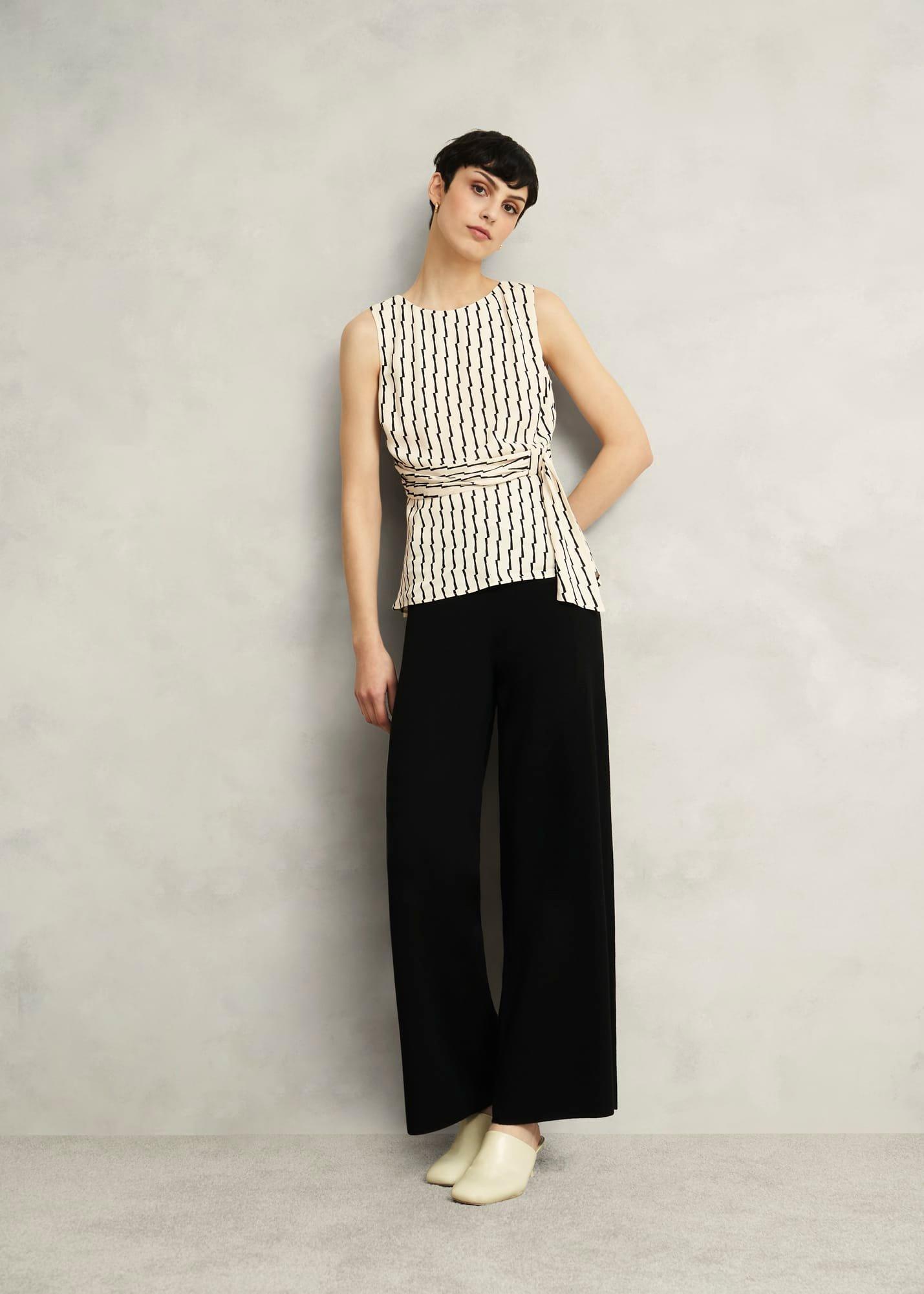 Black Harris Wide Leg Knitted Co-ord Trousers, Hobbs Black, hi-res
