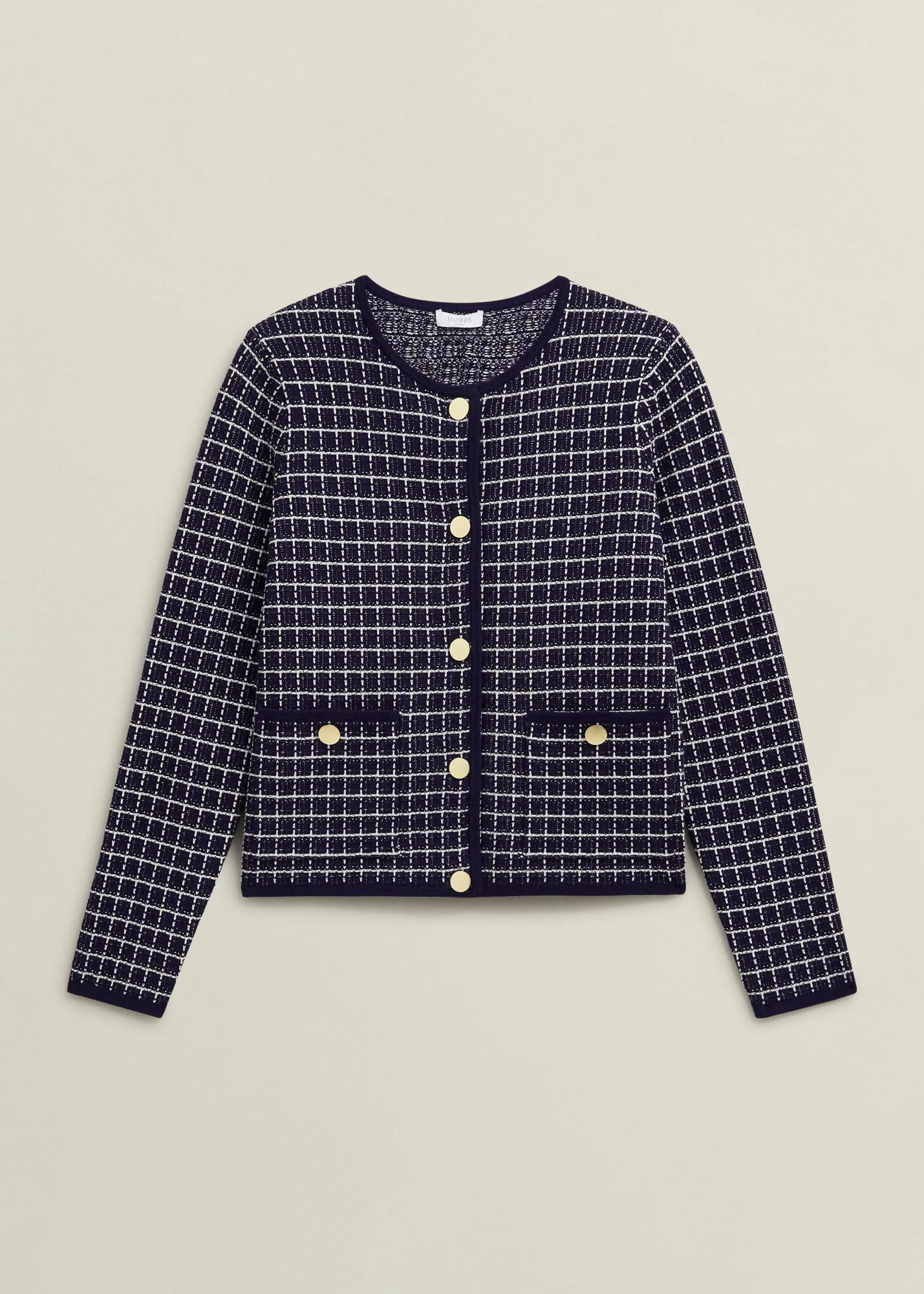 Enya Knitted Jacket, Midnight Ivory, hi-res