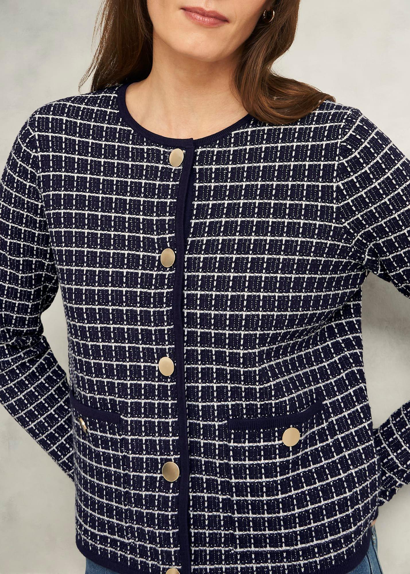 Enya Knitted Jacket, Midnight Ivory, hi-res