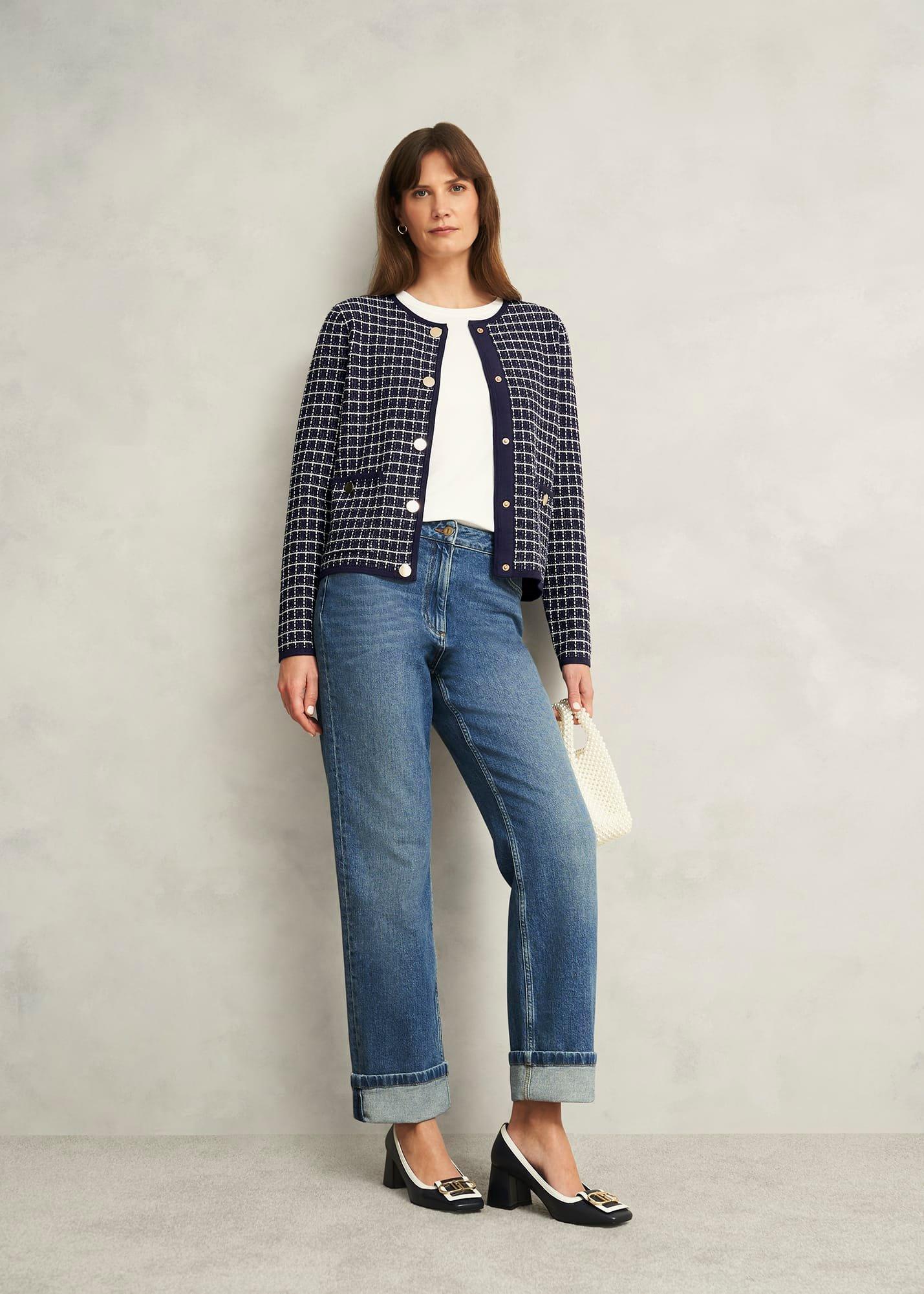 Enya Knitted Jacket, Midnight Ivory, hi-res