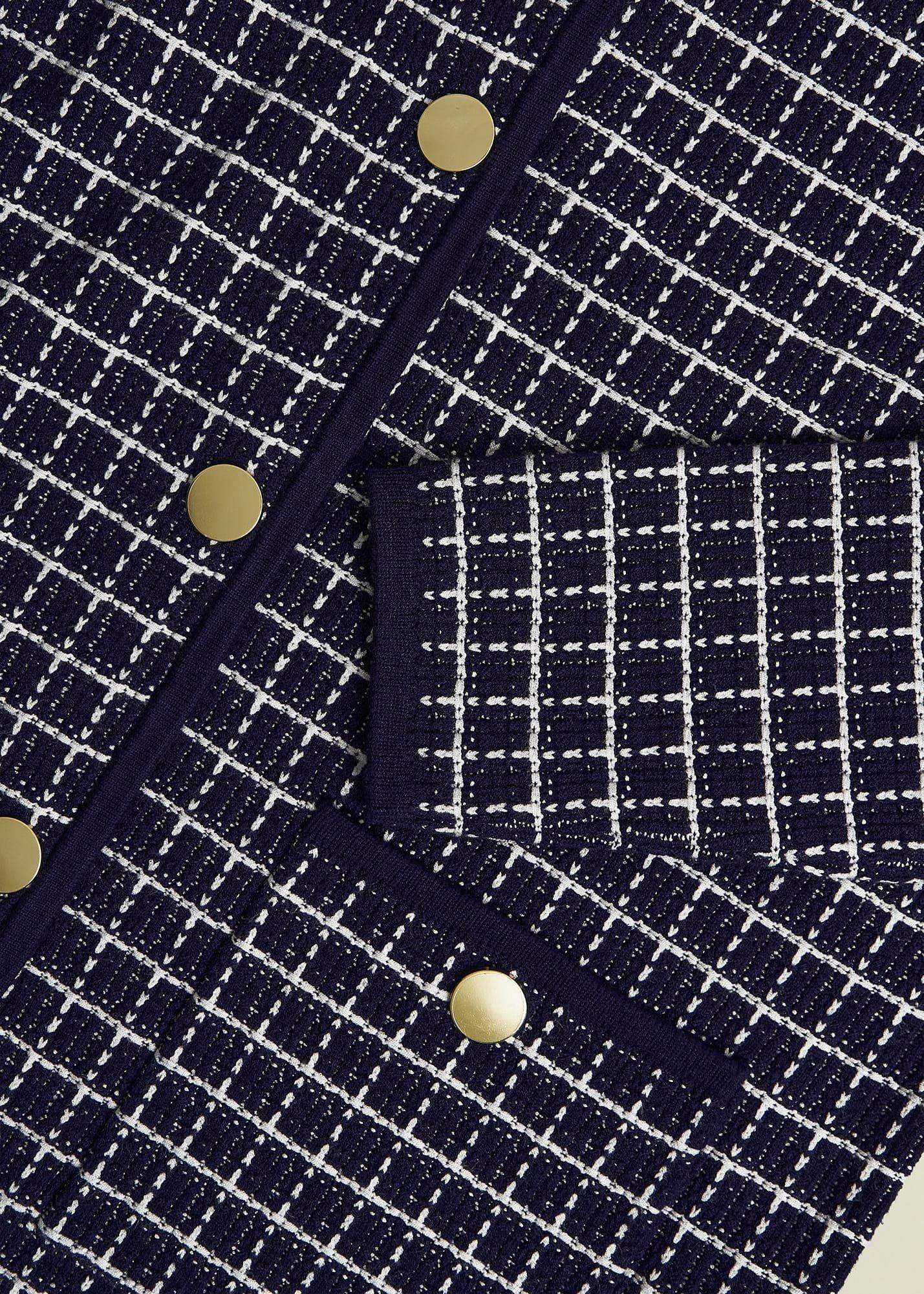 Enya Knitted Jacket, Midnight Ivory, hi-res