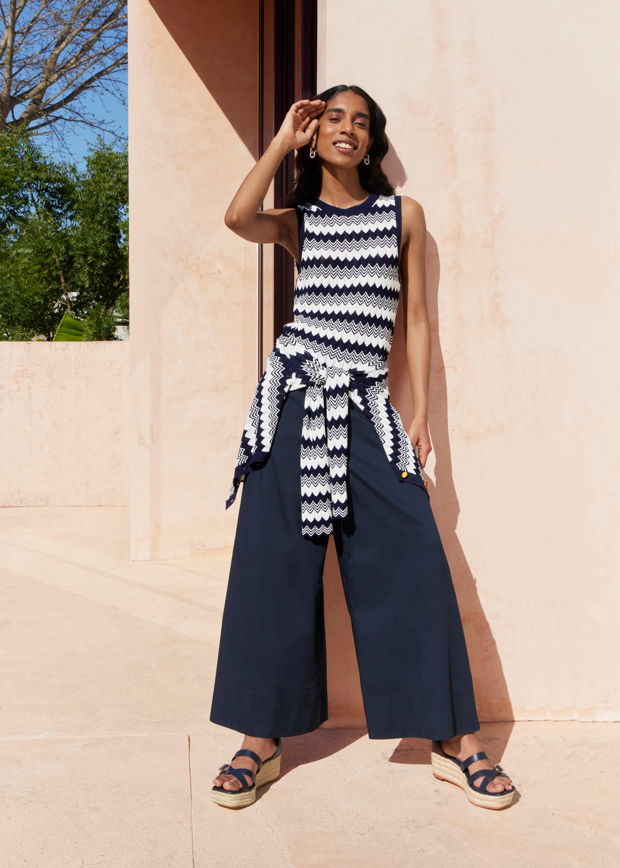 Navy Osterley Chevron Striped Knitted Vest Top