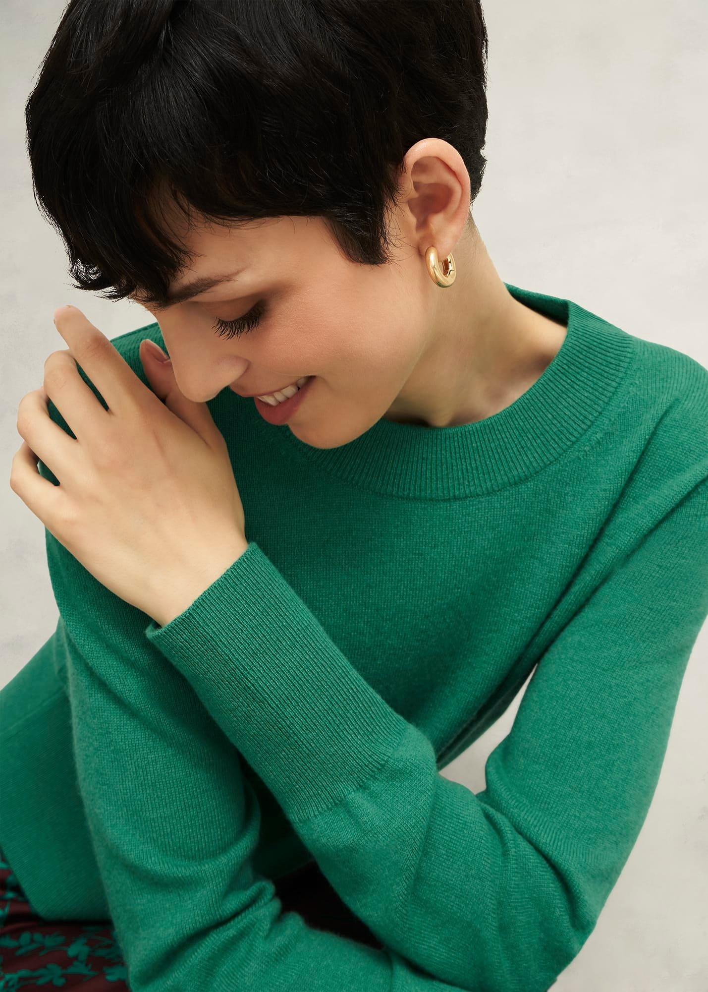 Tresco Wool Cashmere Jumper, Viridian Green, hi-res