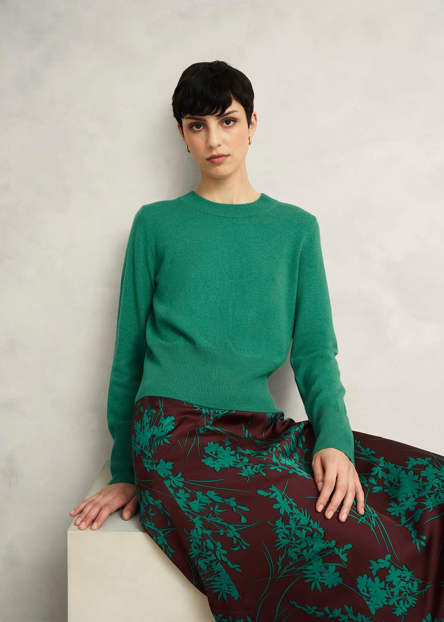 Tresco Wool Cashmere Jumper, Viridian Green, hi-res