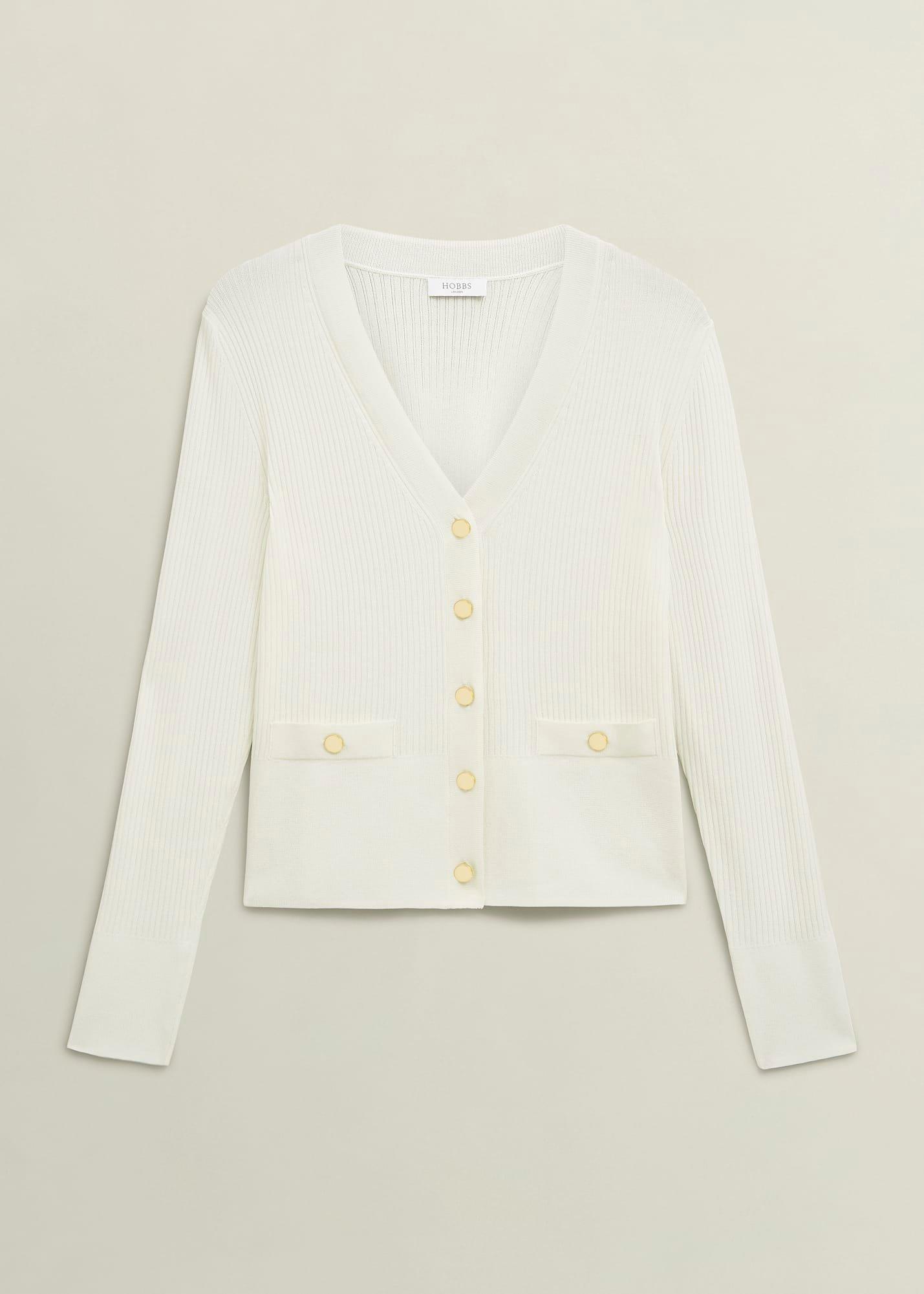 Aubrey Knitted Cardigan, Hobbs Ivory, hi-res