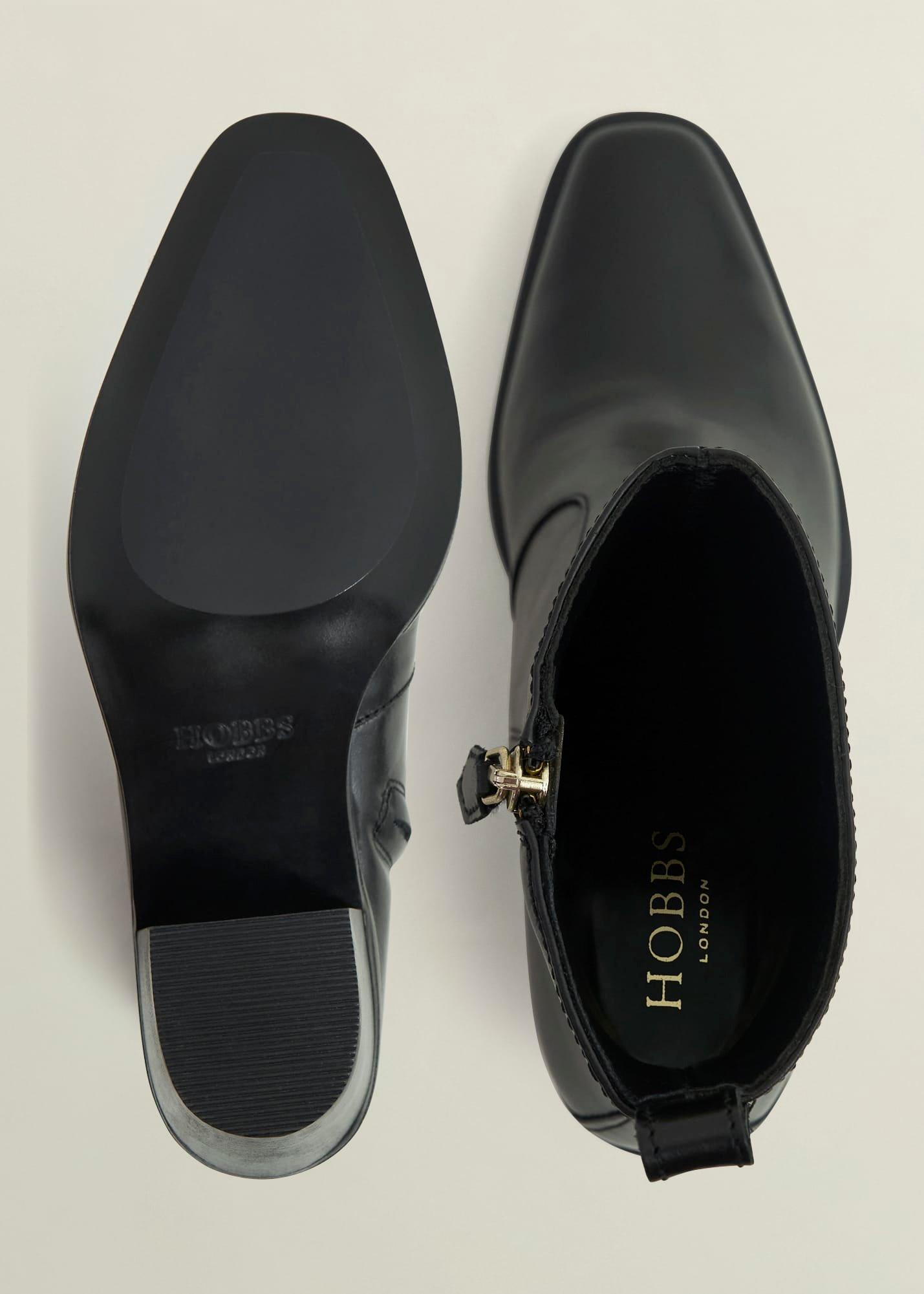 Frankie Leather Western Boots, Black, hi-res