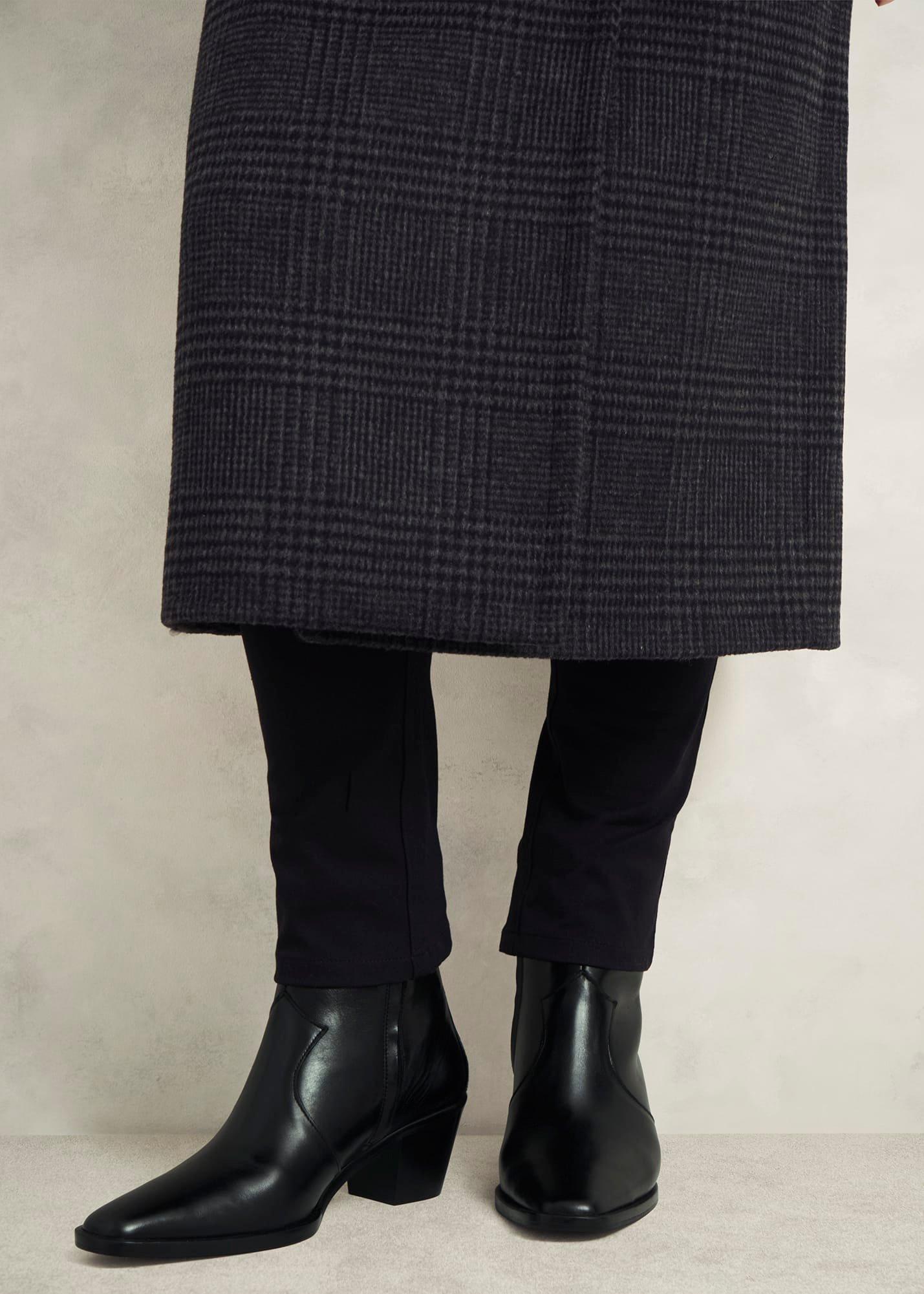 Frankie Leather Western Boots, Black, hi-res