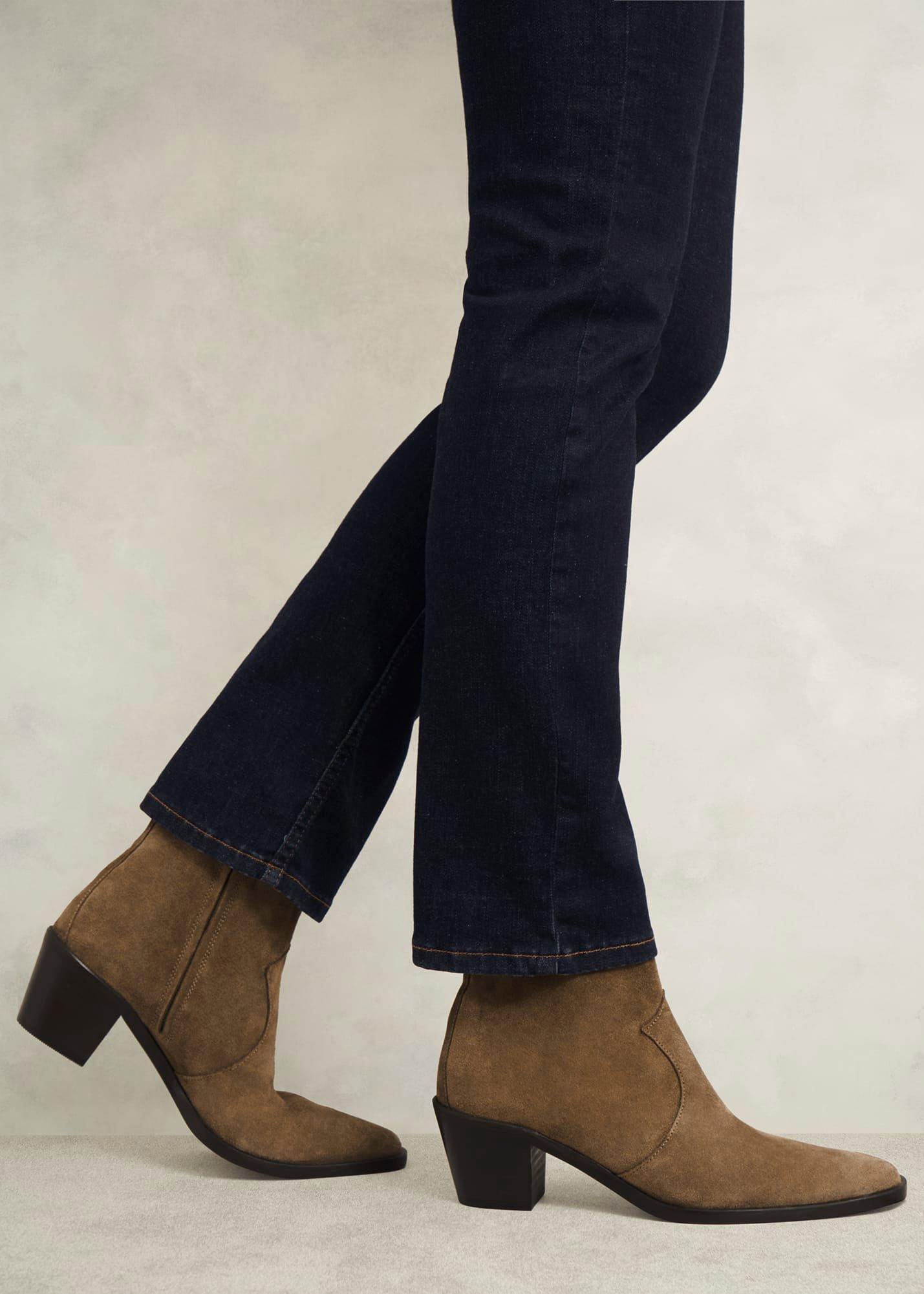 Frankie Suede Western Boots, Dark Tan, hi-res