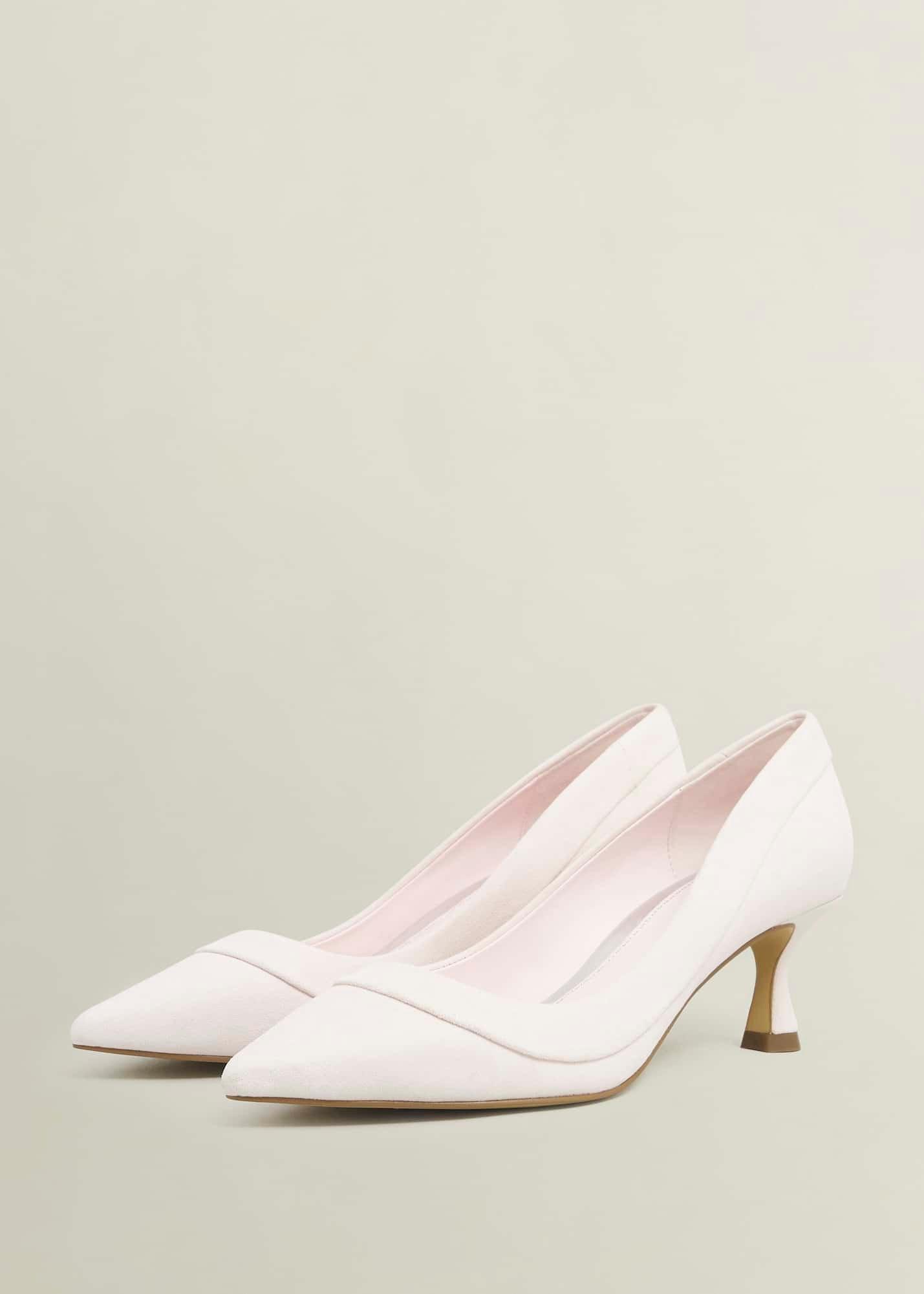 Faye Suede Court Shoes, Pale Pink, hi-res
