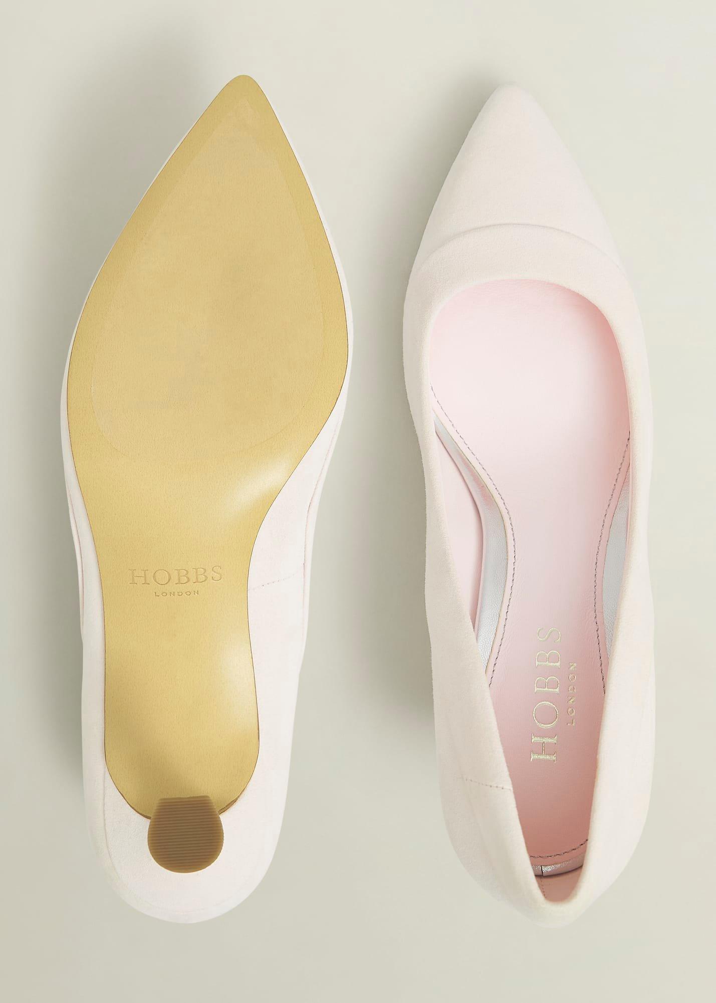 Faye Suede Court Shoes, Pale Pink, hi-res