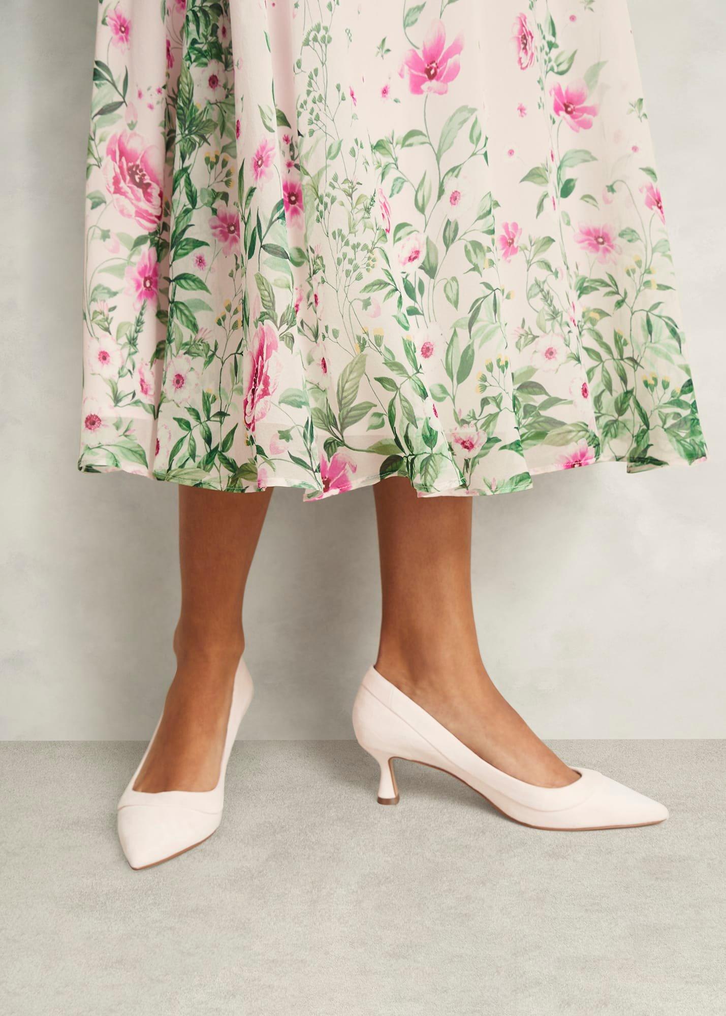 Faye Suede Court Shoes, Pale Pink, hi-res