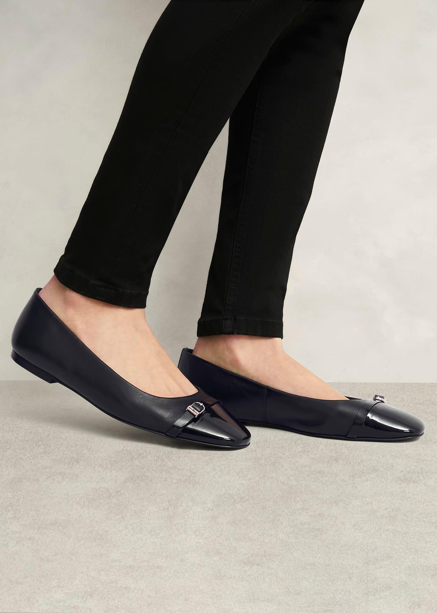 Kelly Leather Ballerinas, Black, hi-res