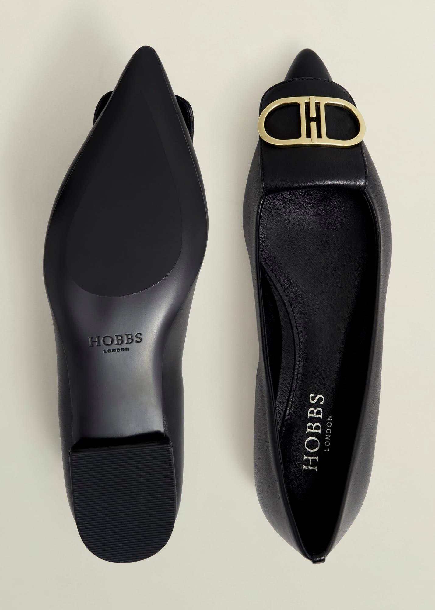 Leah Leather Pointed Flats, Black, hi-res