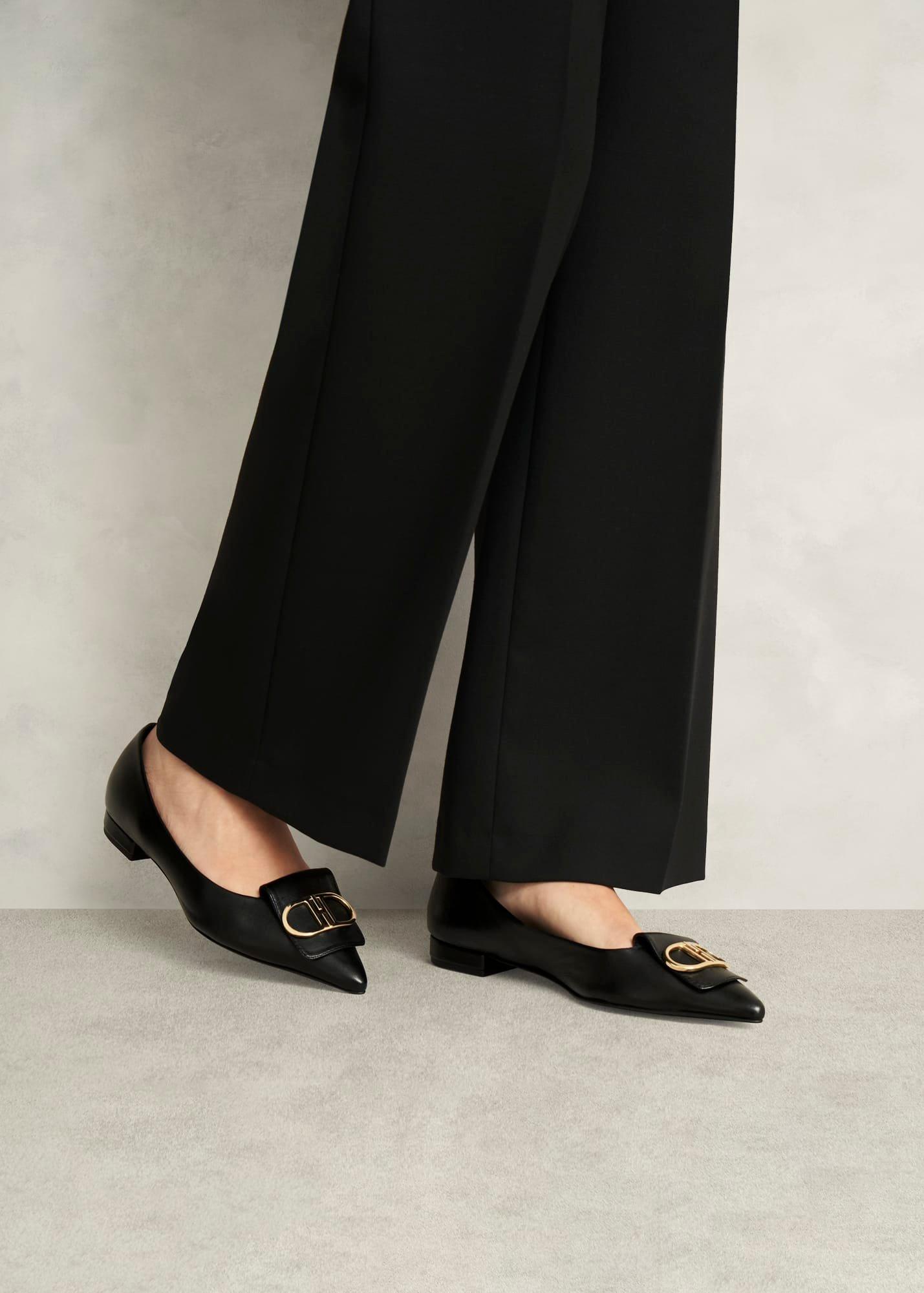 Leah Leather Pointed Flats, Black, hi-res