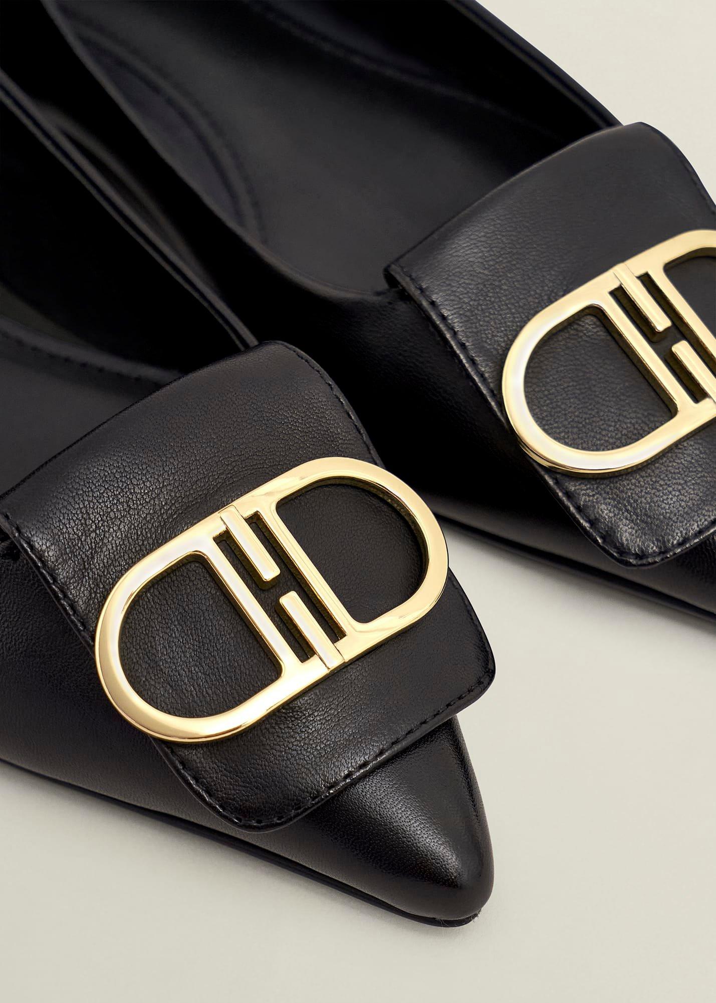 Leah Leather Pointed Flats, Black, hi-res