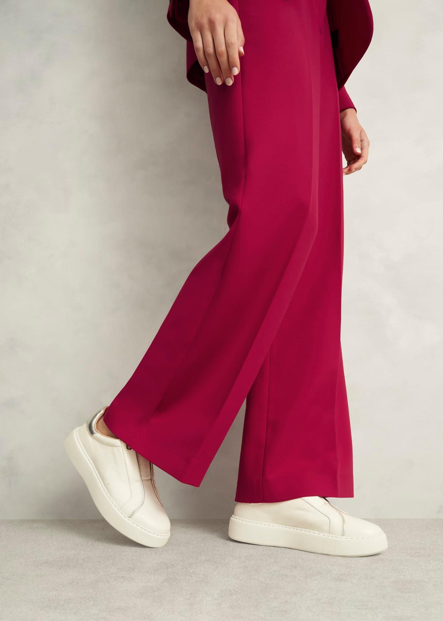 Greta Slip-On Leather Trainers, Ivory Silver, hi-res