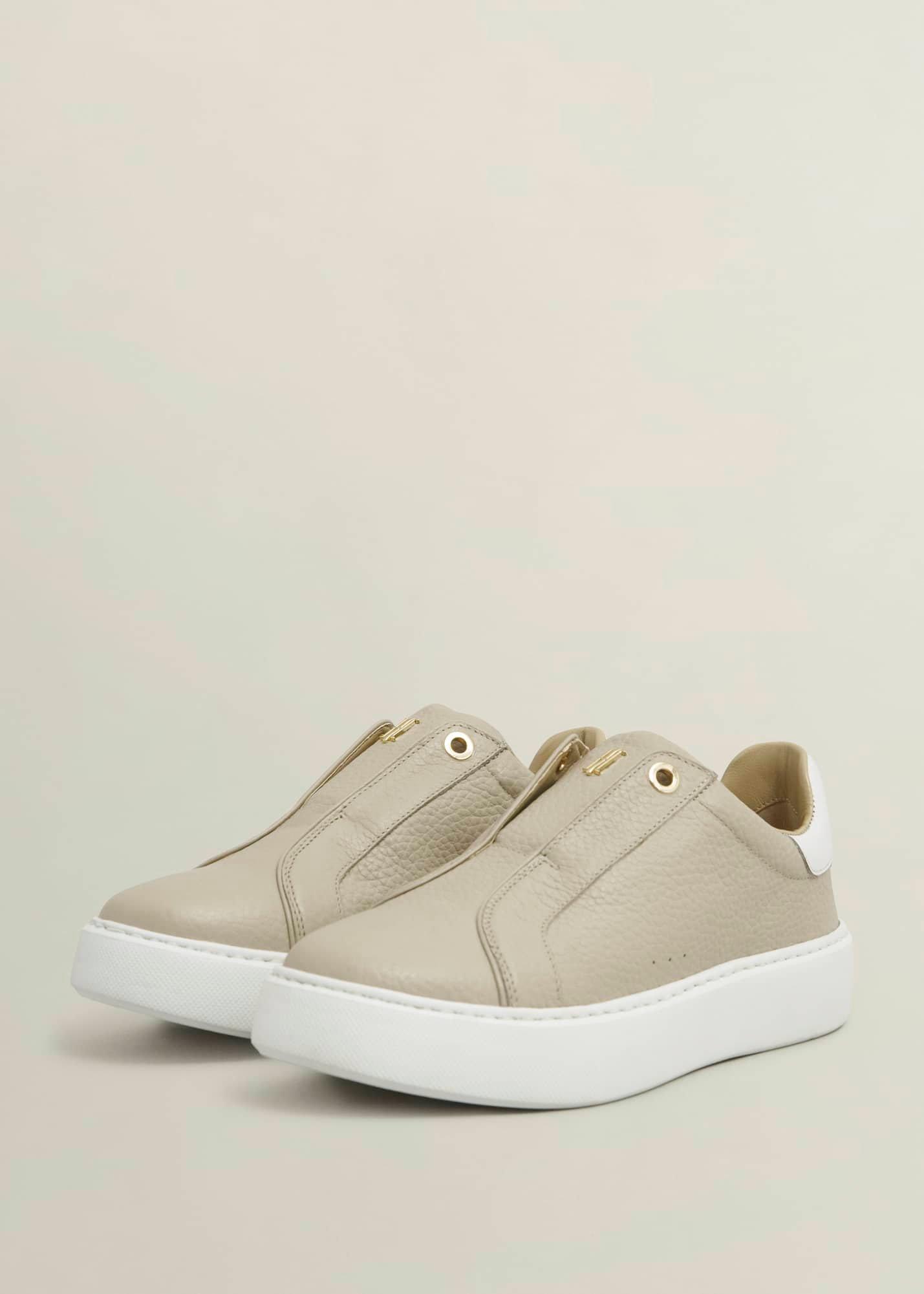 Greta Slip-On Leather Trainers, Light Beige, hi-res