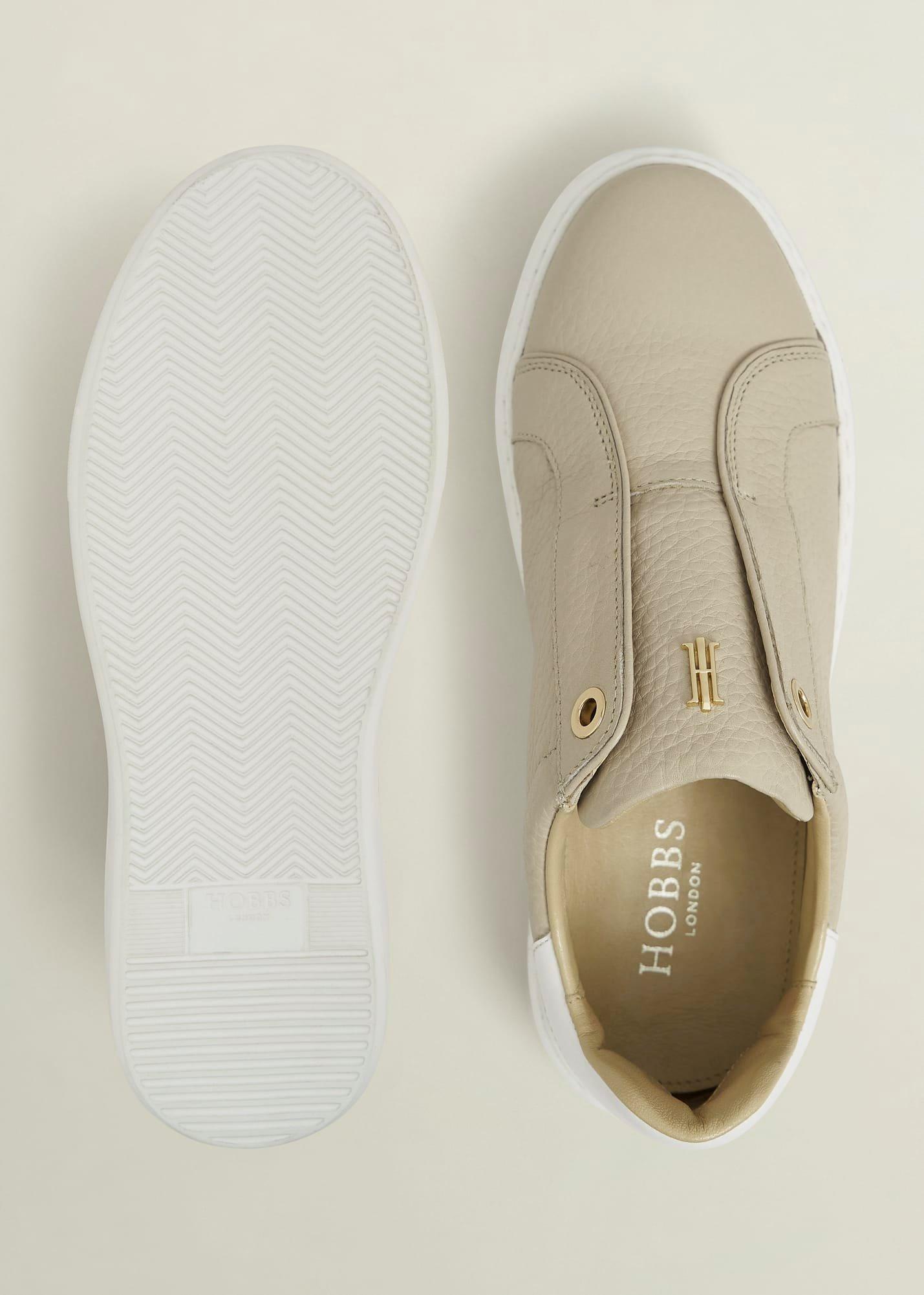 Greta Slip-On Leather Trainers, Light Beige, hi-res