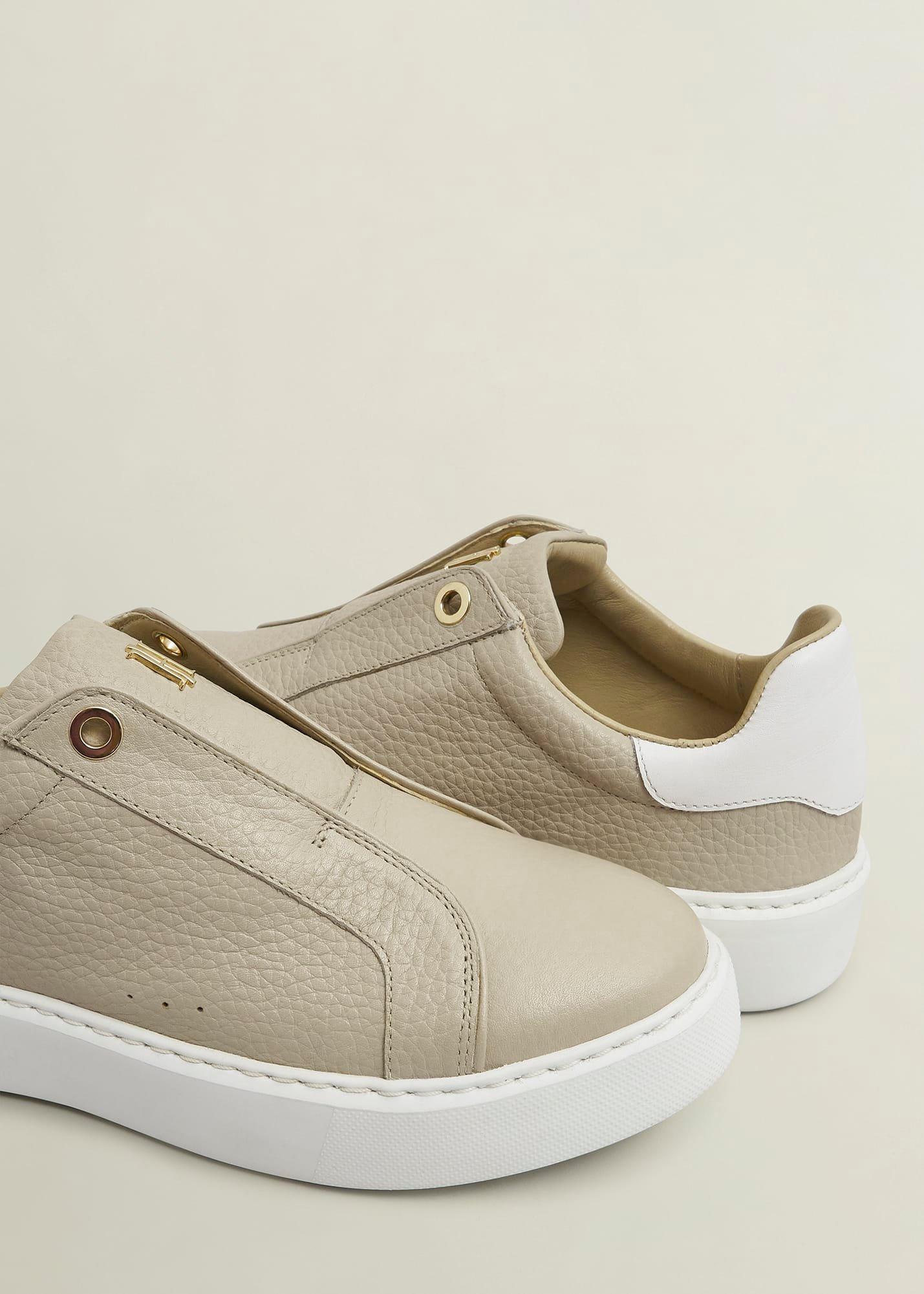 Greta Slip-On Leather Trainers, Light Beige, hi-res