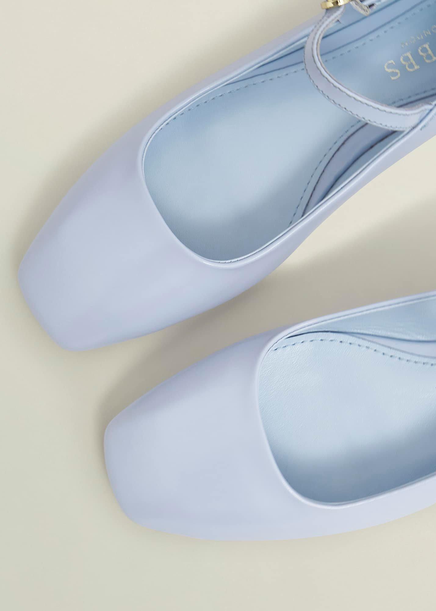 Leather Chrissy Mary Janes, Pale Blue, hi-res