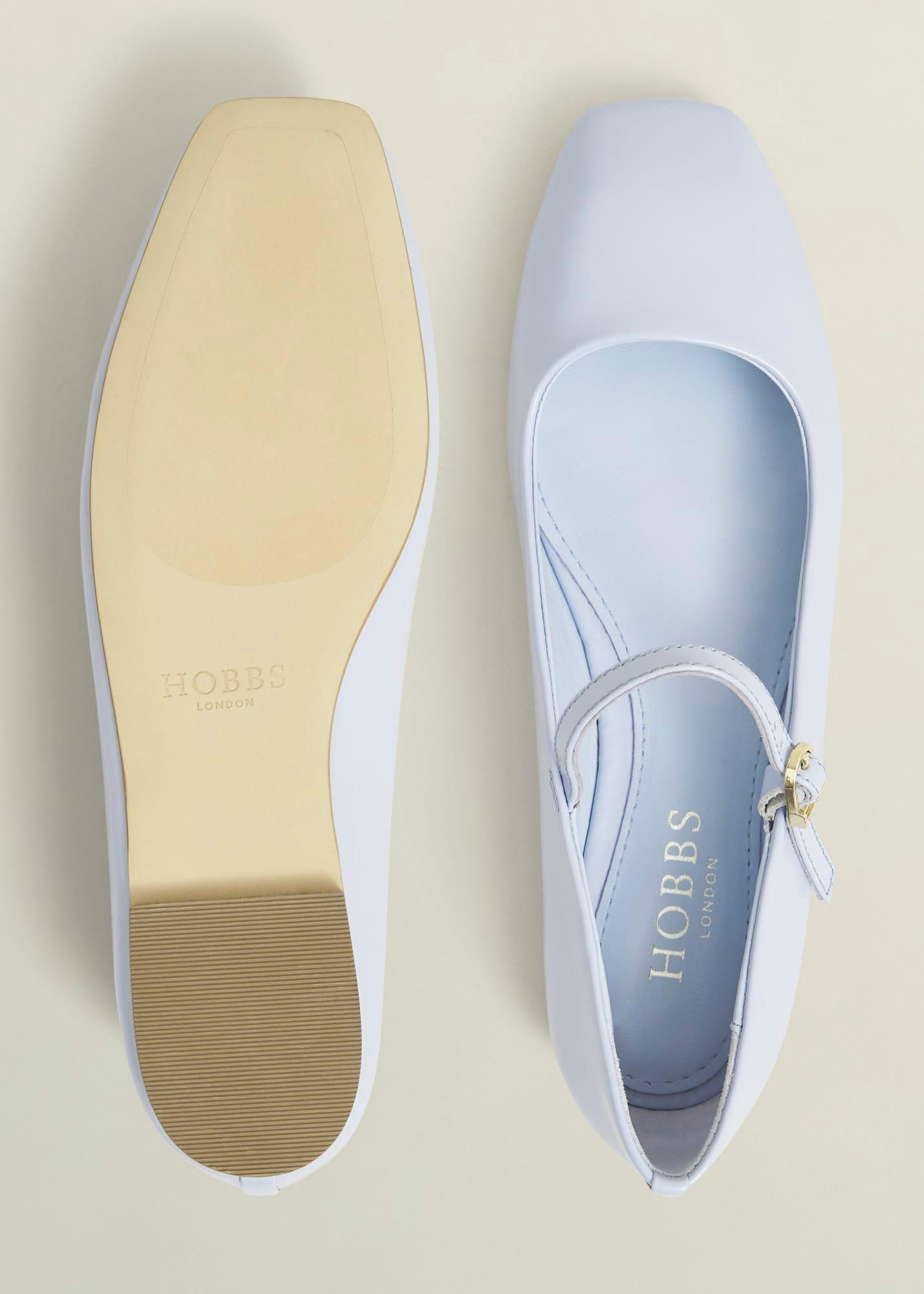 Leather Chrissy Mary Janes, Pale Blue, hi-res
