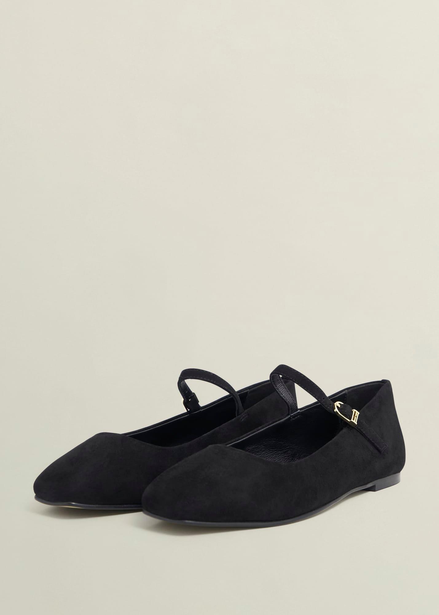 Suede Chrissy Mary Janes, Black, hi-res