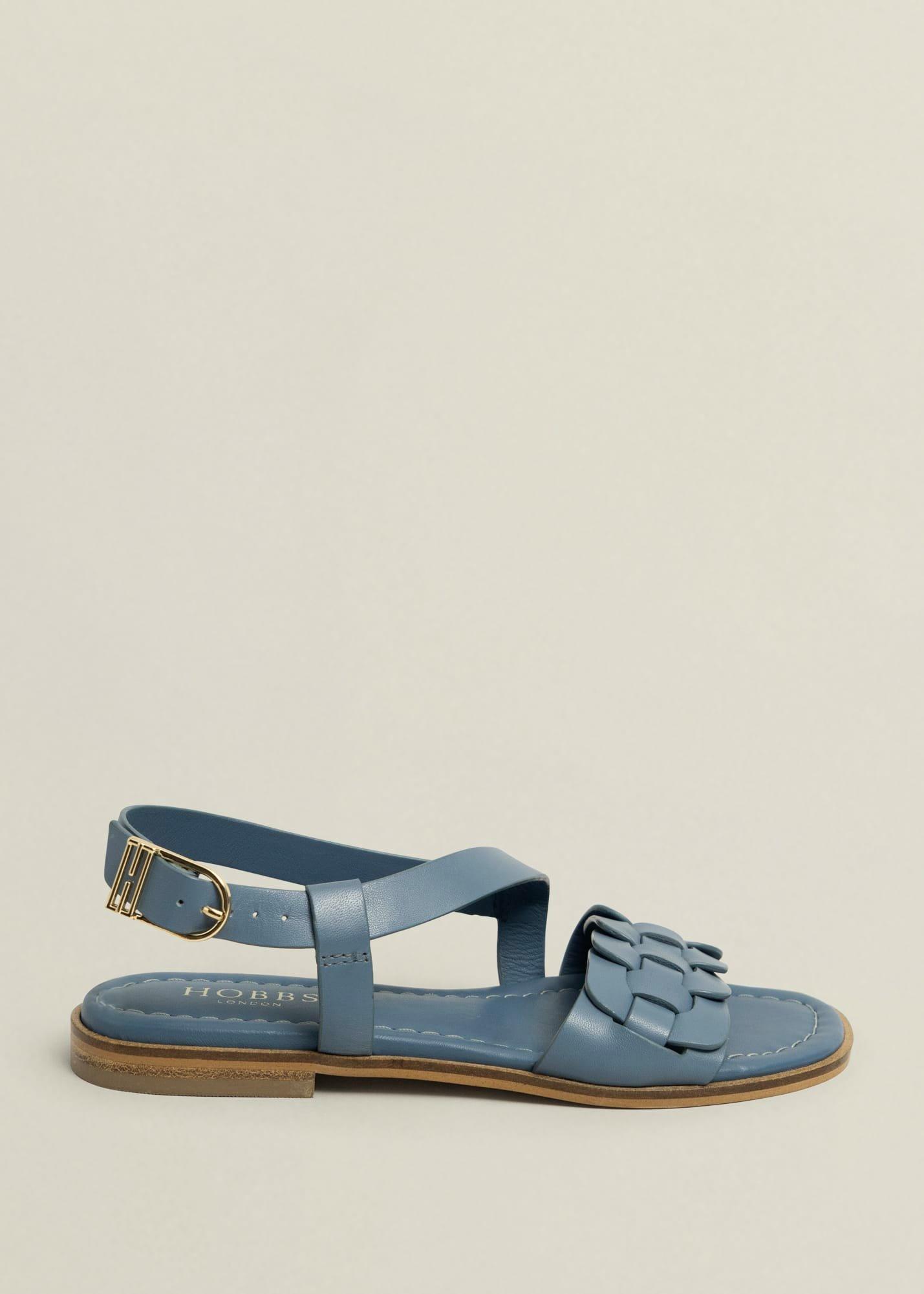 Vera Leather Sandals, Cornflower Blue, hi-res