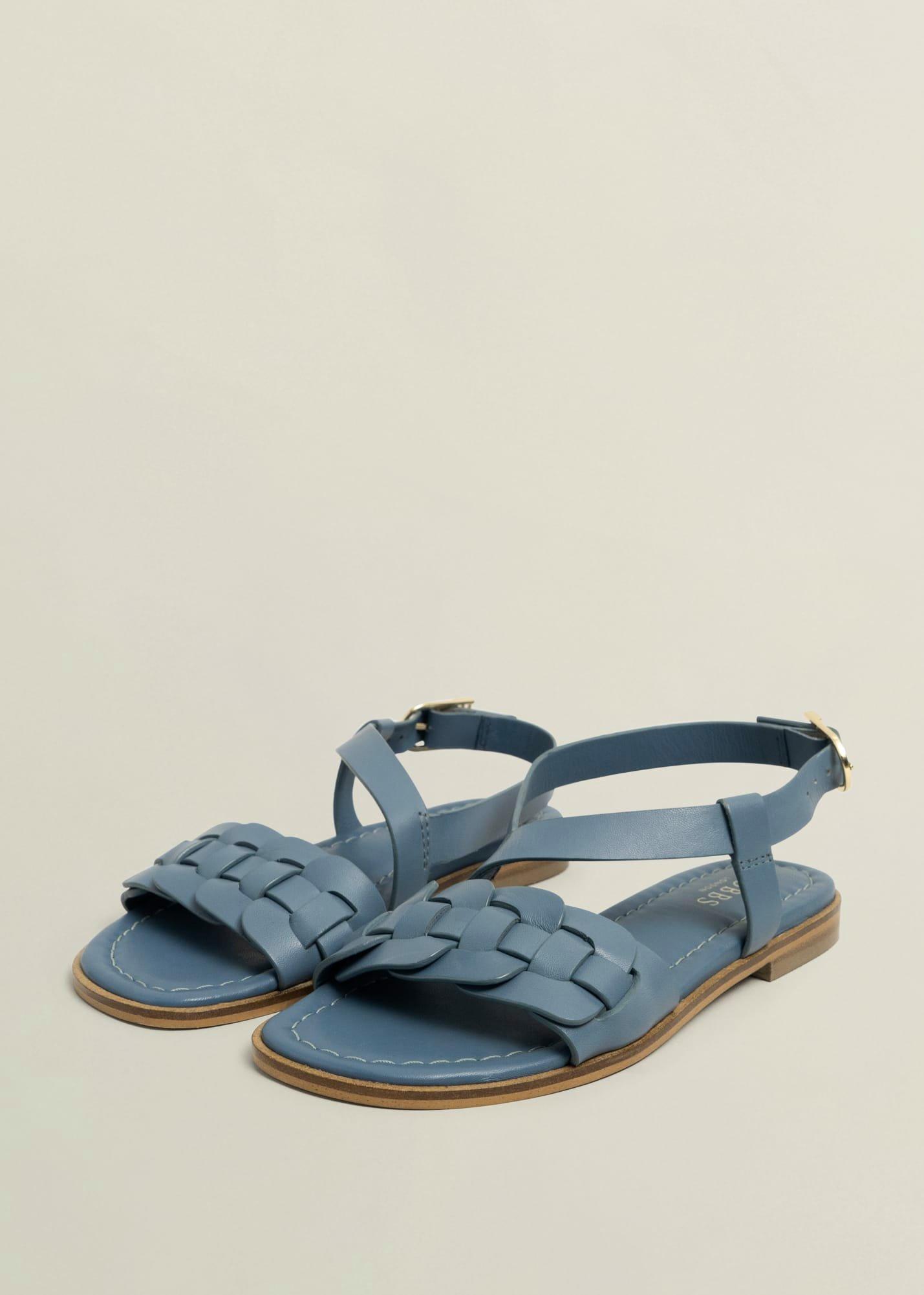 Vera Leather Sandals, Cornflower Blue, hi-res