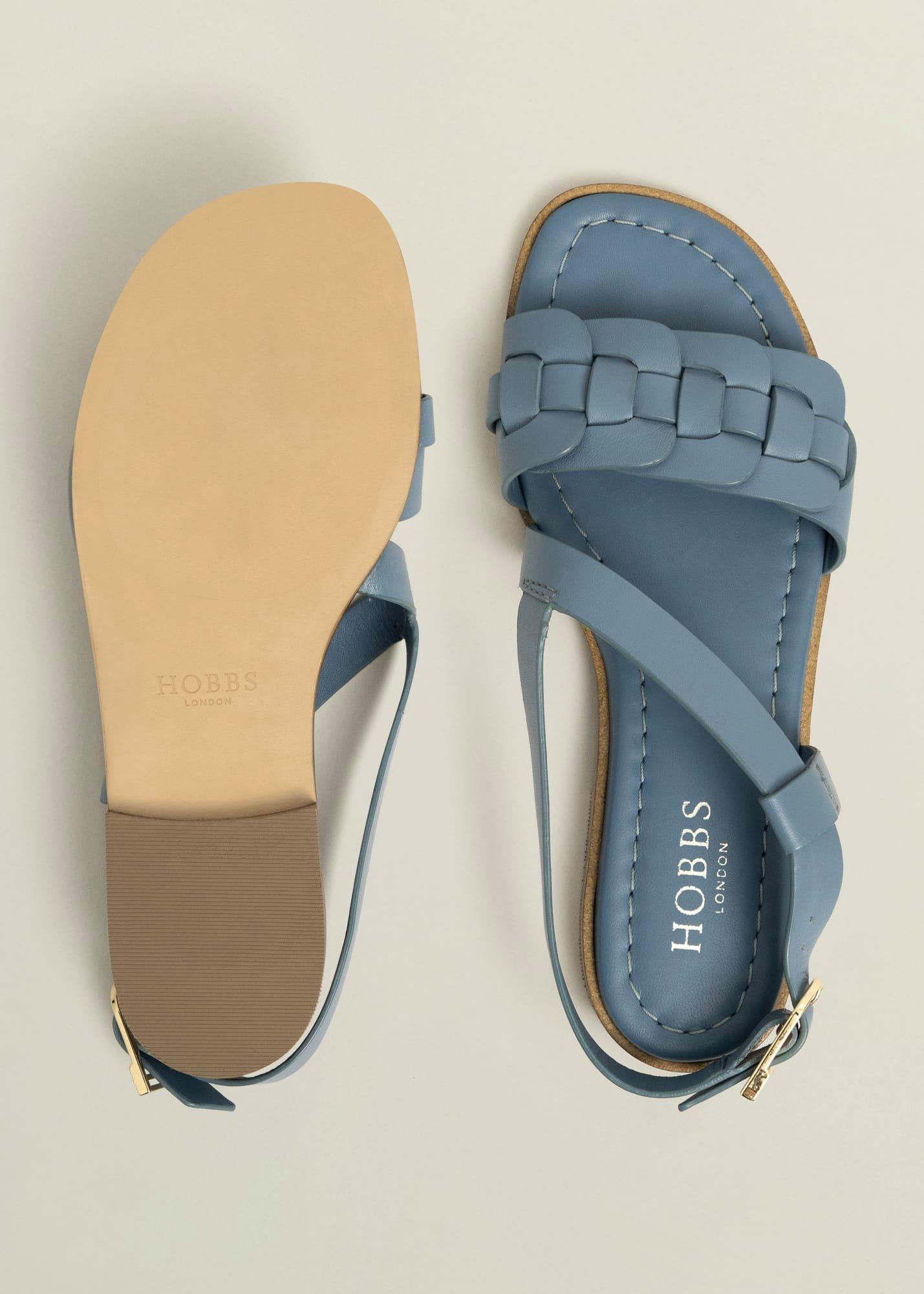 Vera Leather Sandals, Cornflower Blue, hi-res