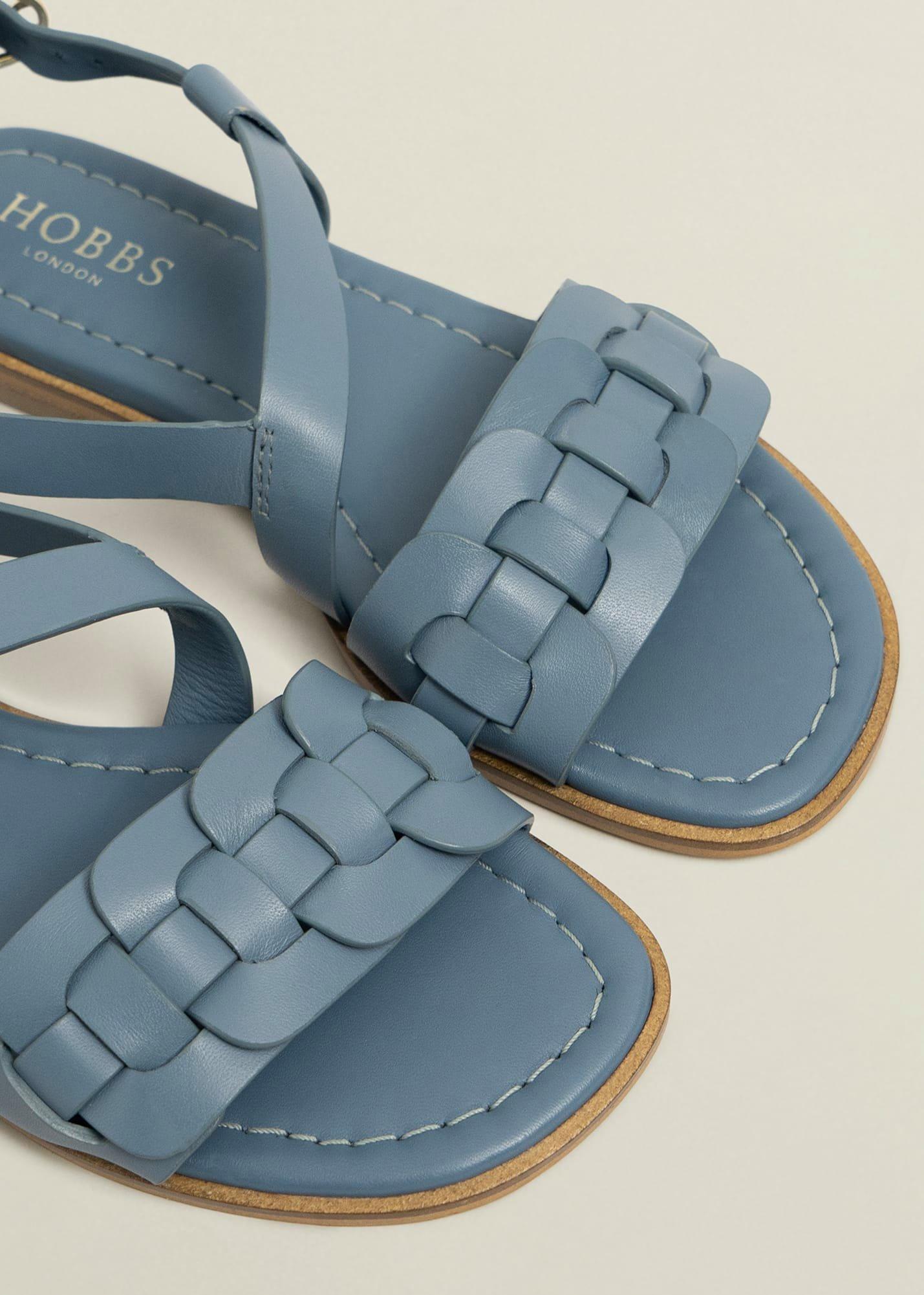 Vera Leather Sandals, Cornflower Blue, hi-res