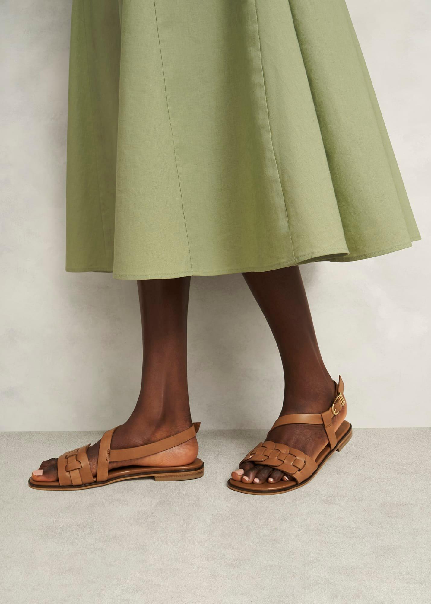 Vera Leather Sandals, Tan, hi-res