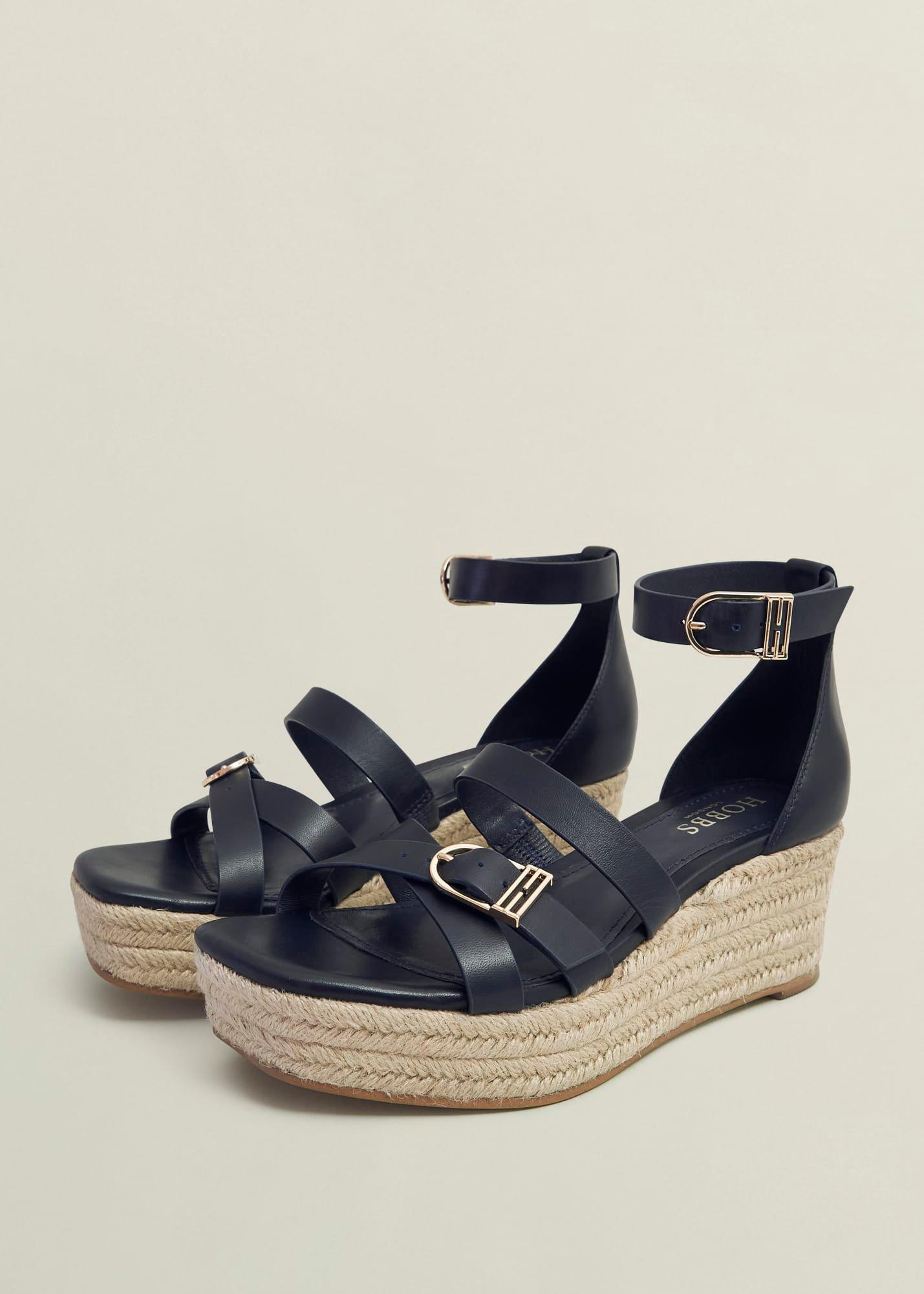 Paloma Leather Espadrilles, Hobbs Navy, hi-res