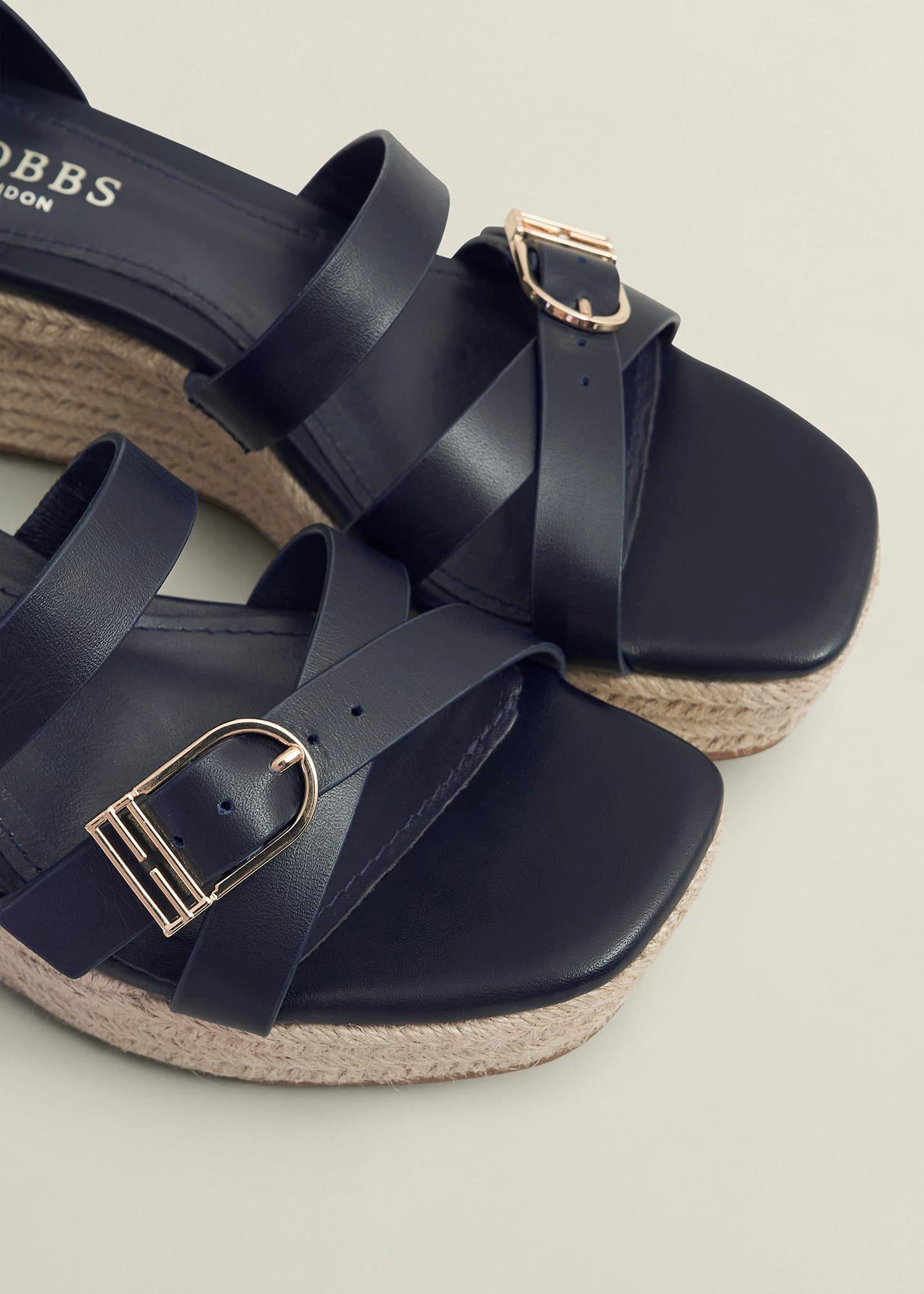 Paloma Leather Espadrilles, Hobbs Navy, hi-res