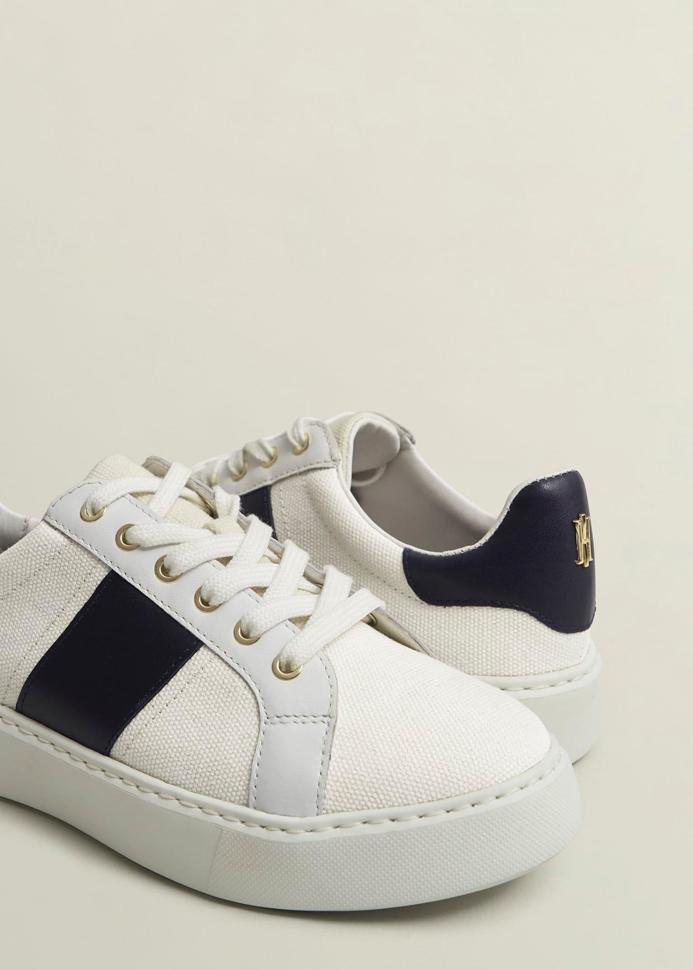 Sutton Canvas Leather Trainers, Natural Navy, hi-res