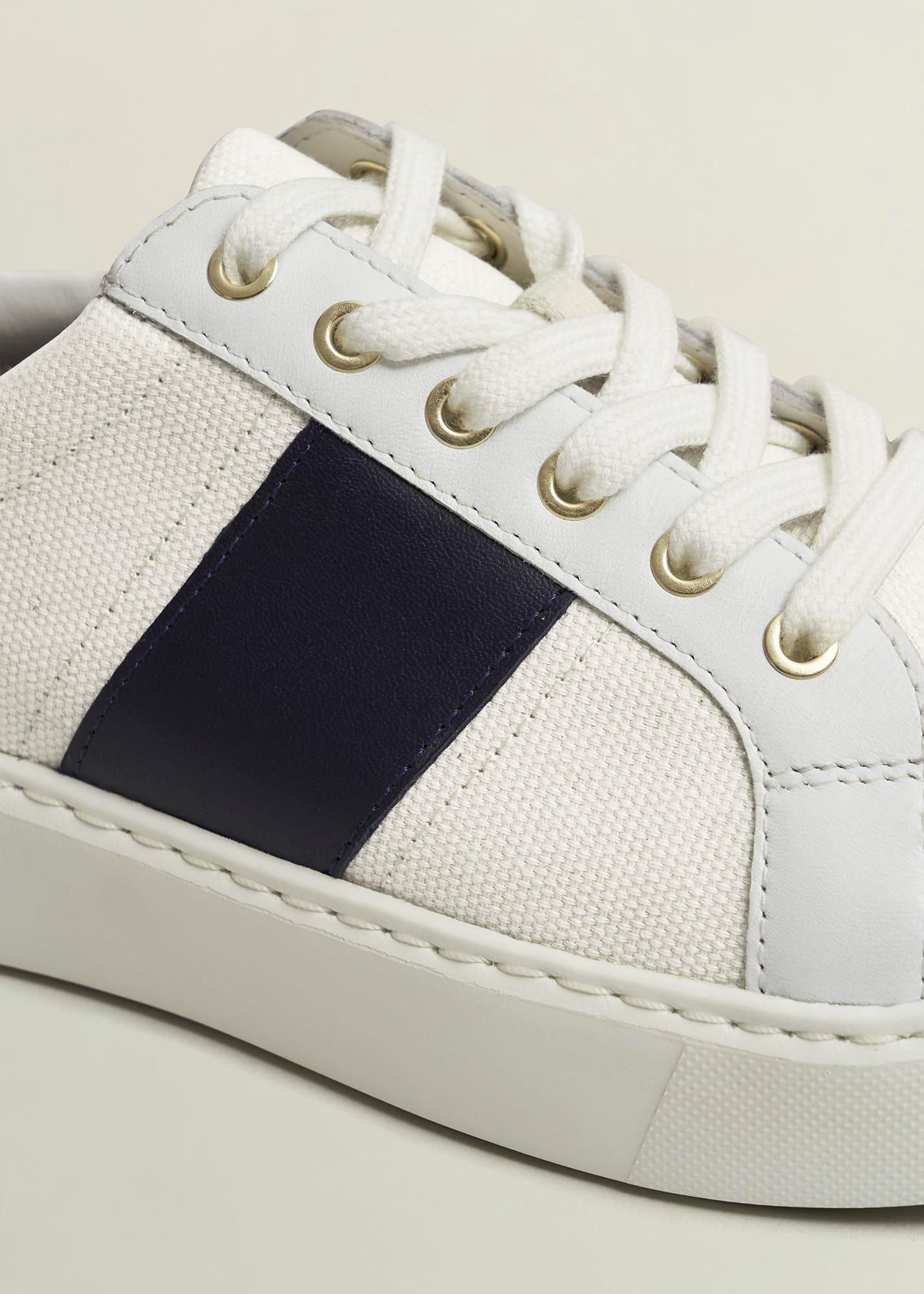 Sutton Canvas Leather Trainers, Natural Navy, hi-res