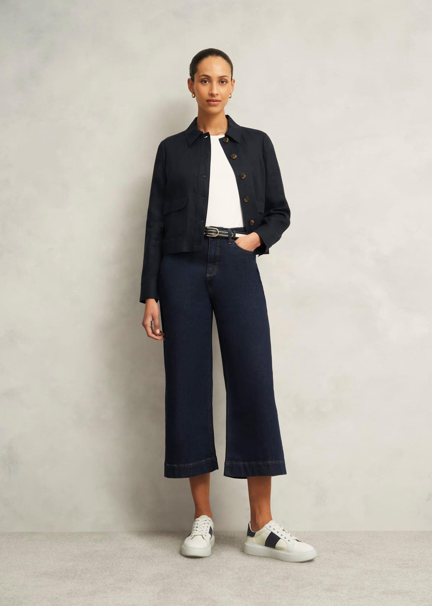 Sutton Canvas Leather Trainers, Natural Navy, hi-res