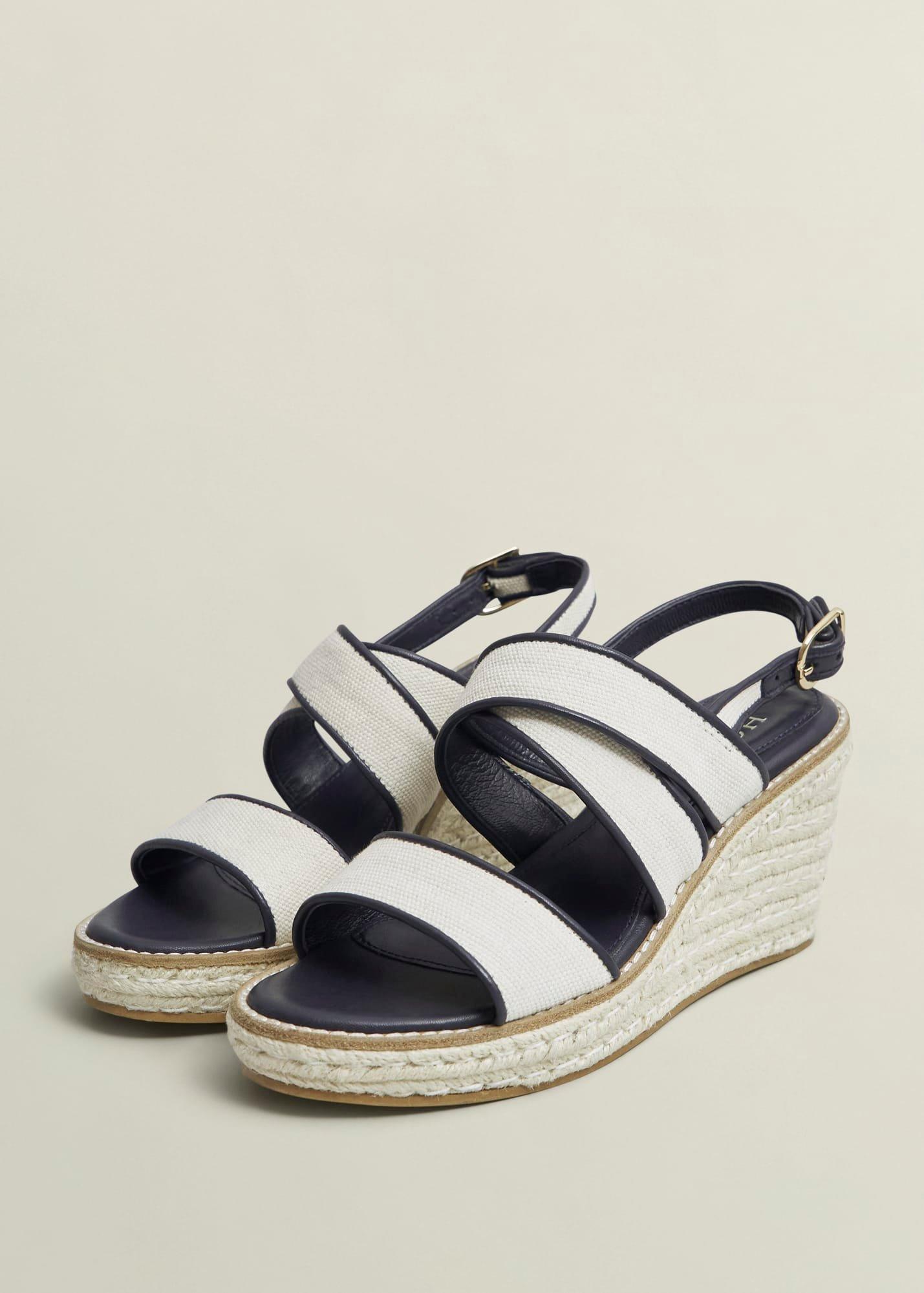 Lucie Canvas Leather Espadrilles, Natural Navy, hi-res