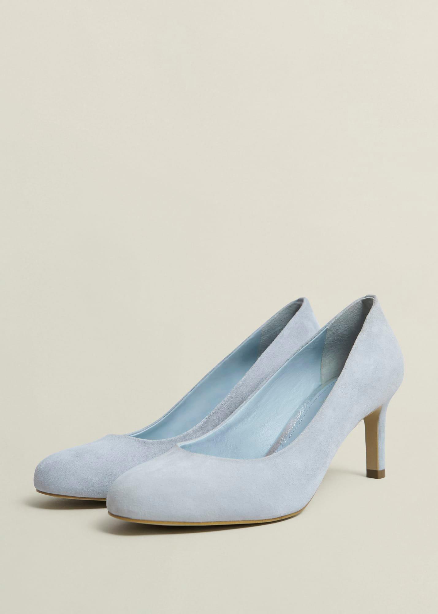 Lizzie Suede Court Shoes, Pale Blue, hi-res