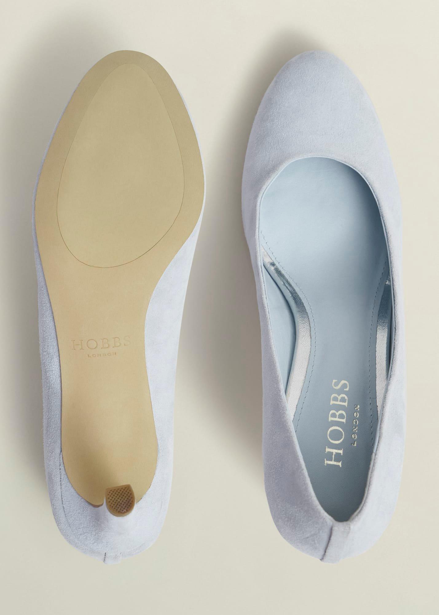 Lizzie Suede Court Shoes, Pale Blue, hi-res