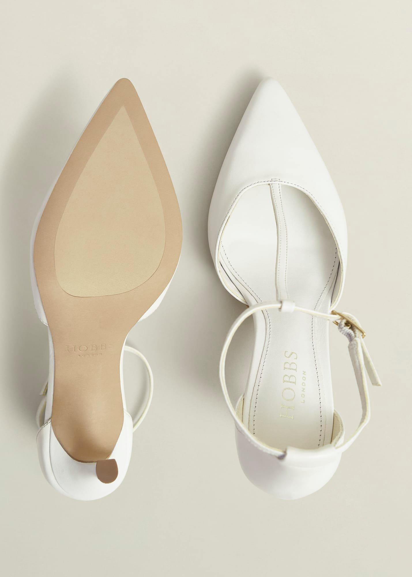 Alice T-Bar Leather Court Shoes, Ivory, hi-res