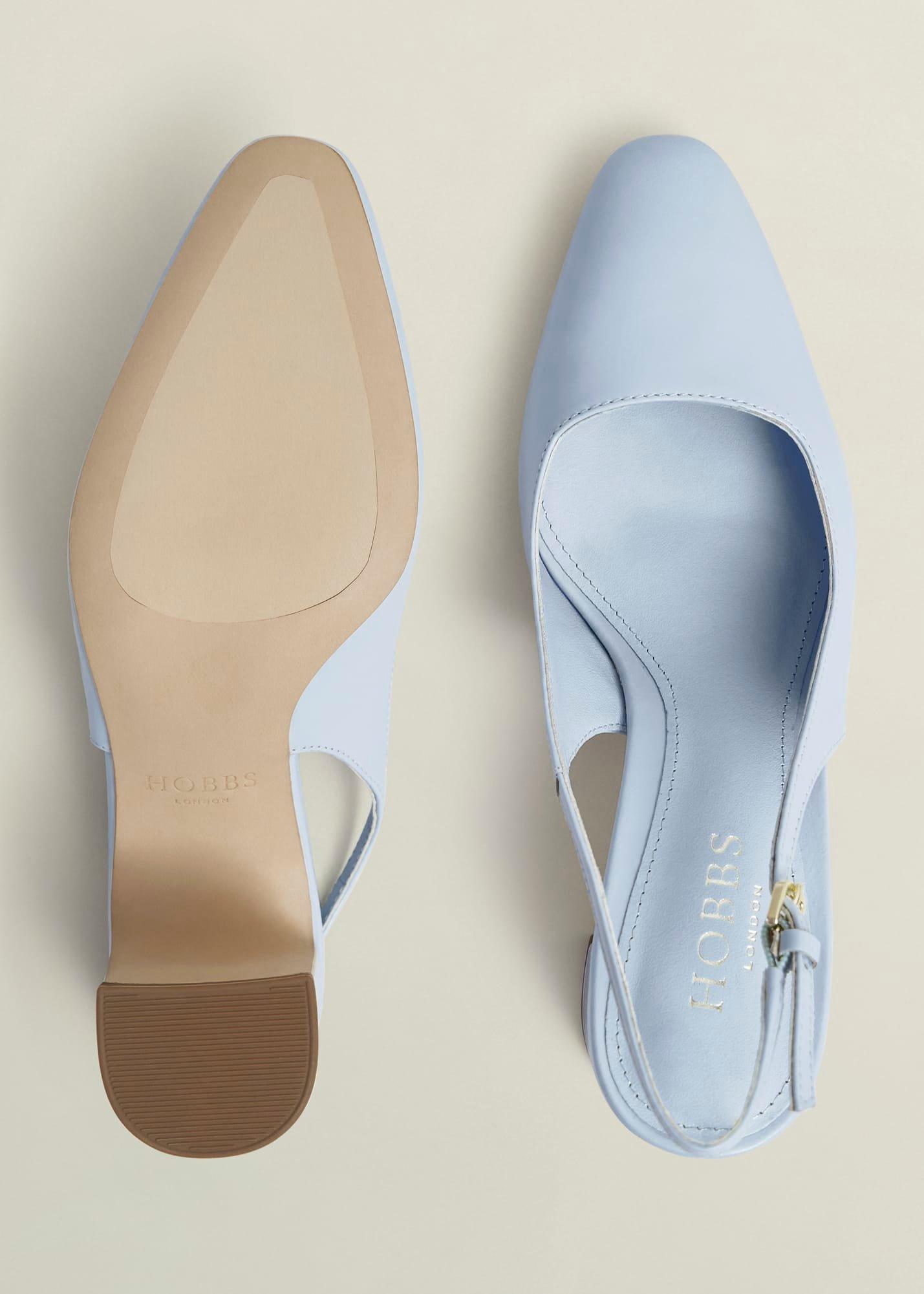 Lily Leather Slingbacks, Pale Blue, hi-res
