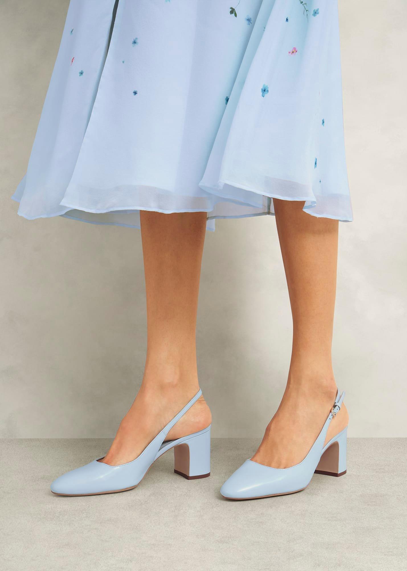 Lily Leather Slingbacks, Pale Blue, hi-res