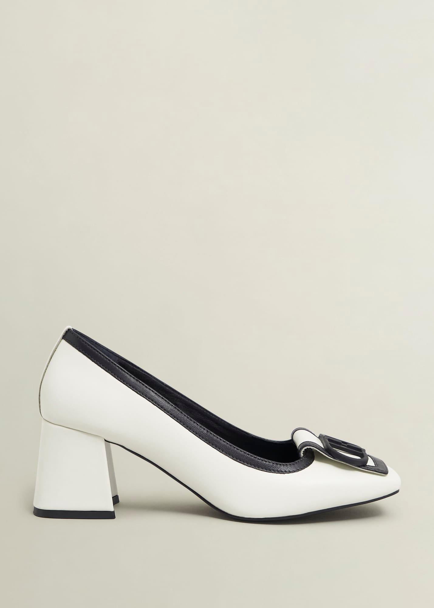 Lexia Leather Court Shoes, Ivory Black, hi-res