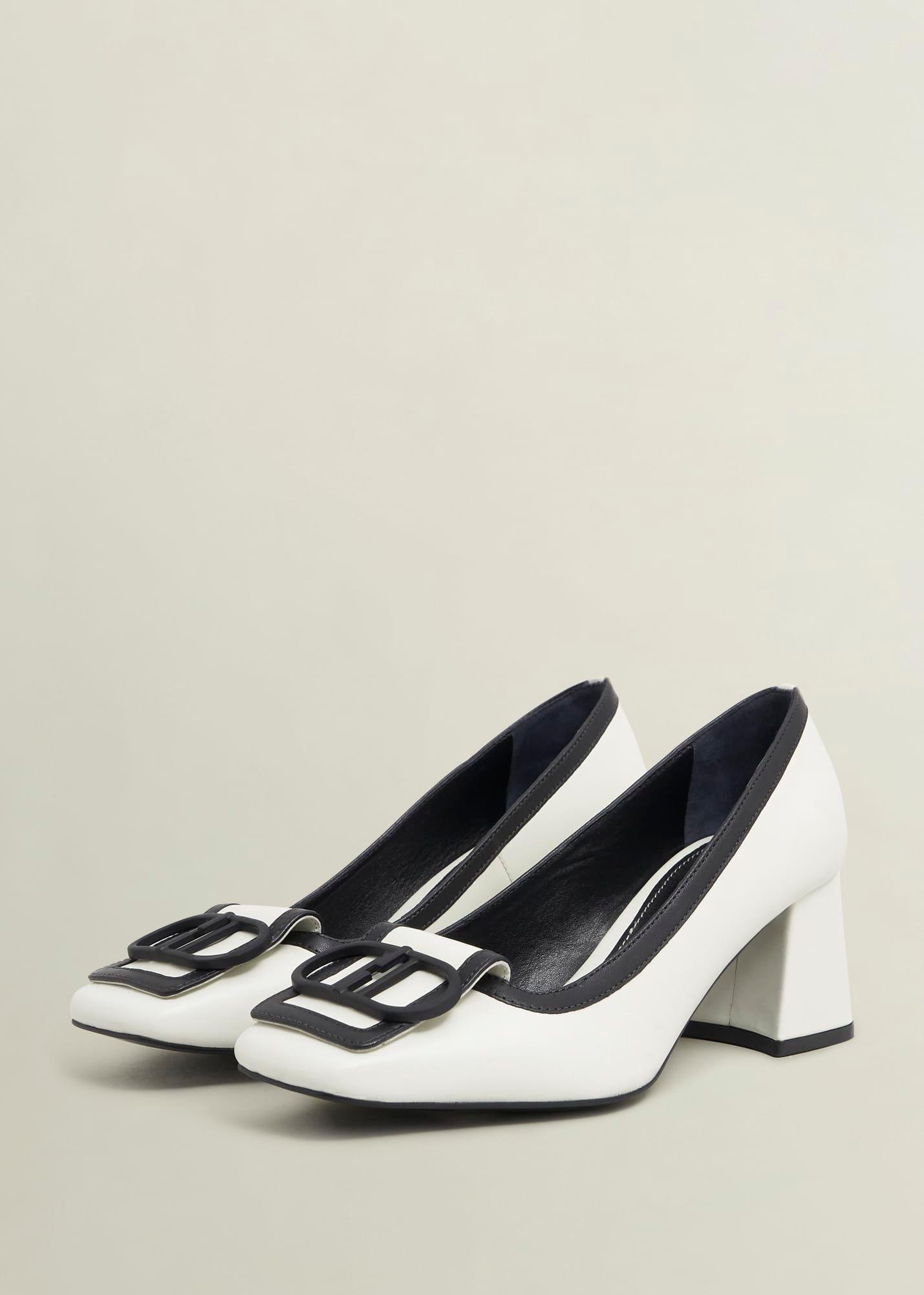 Lexia Leather Court Shoes, Ivory Black, hi-res