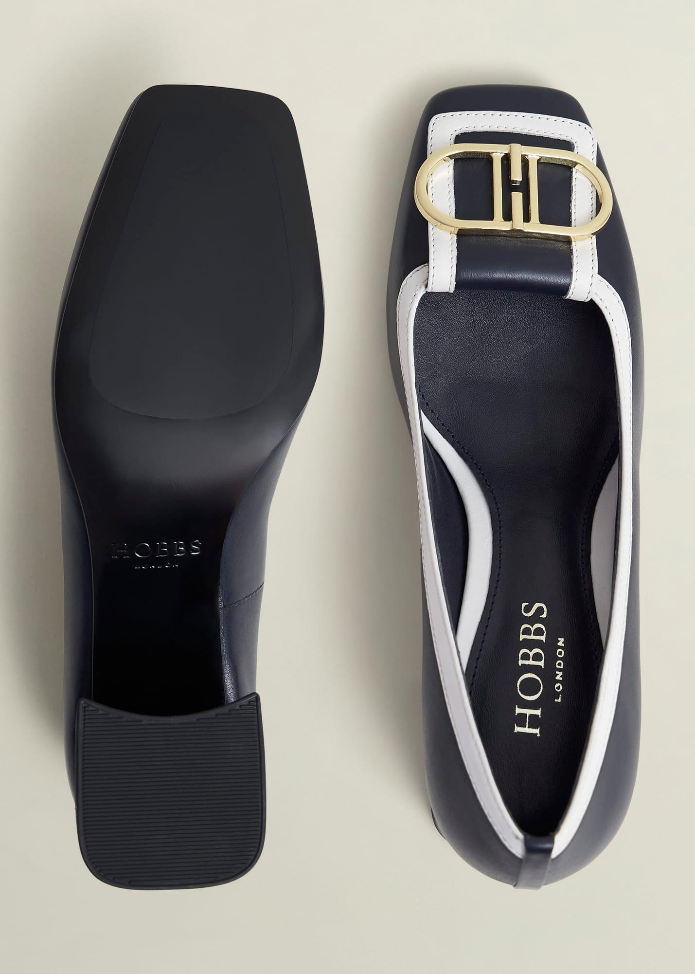 Lexia Leather Court Shoes, Navy Ivory, hi-res