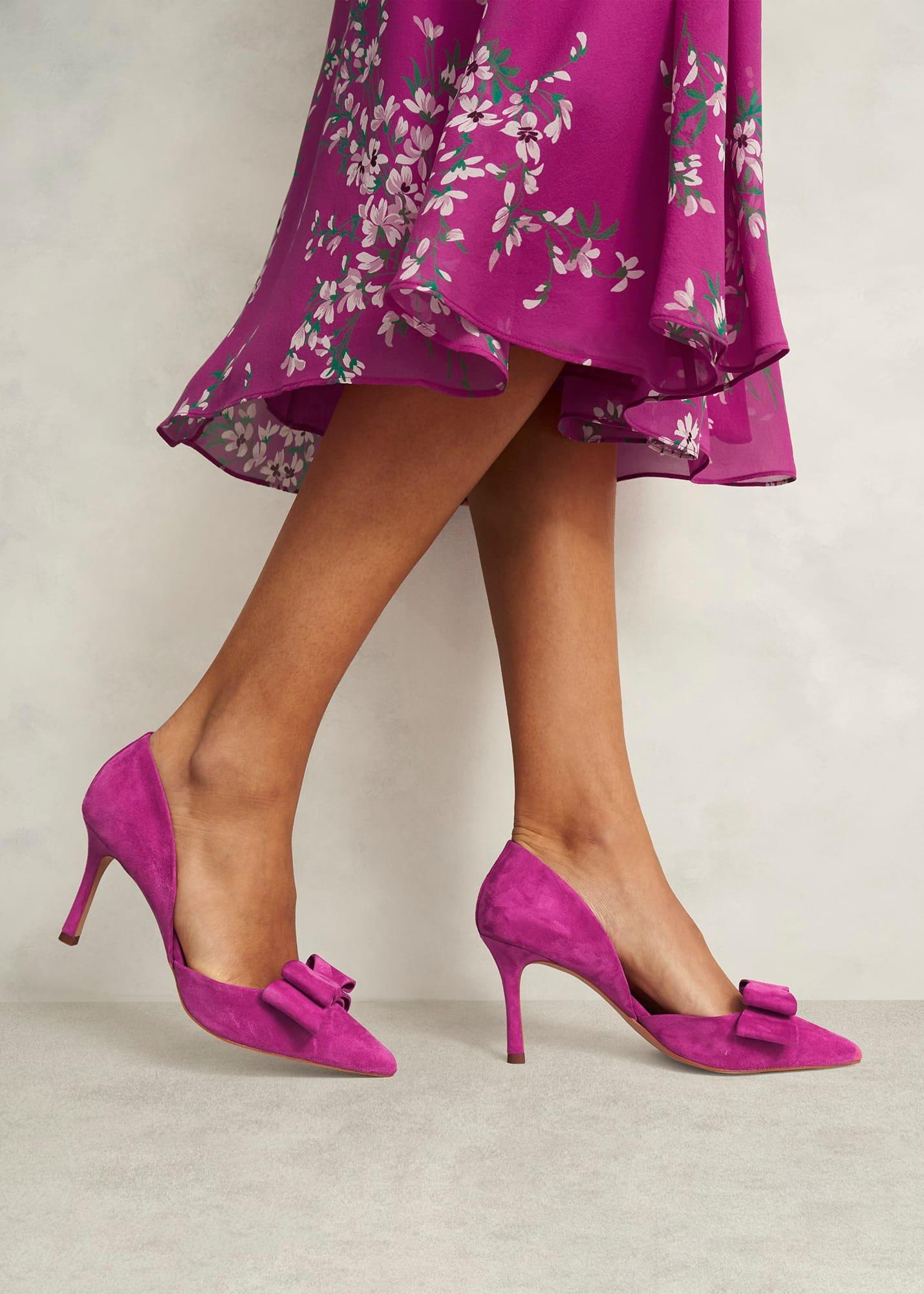 Elva Bow Pumps, Bright Pink, hi-res