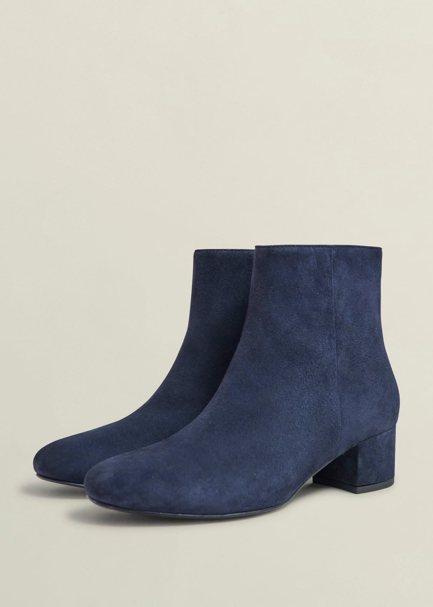Evelyn Suede Ankle Boots, Hobbs Navy, hi-res