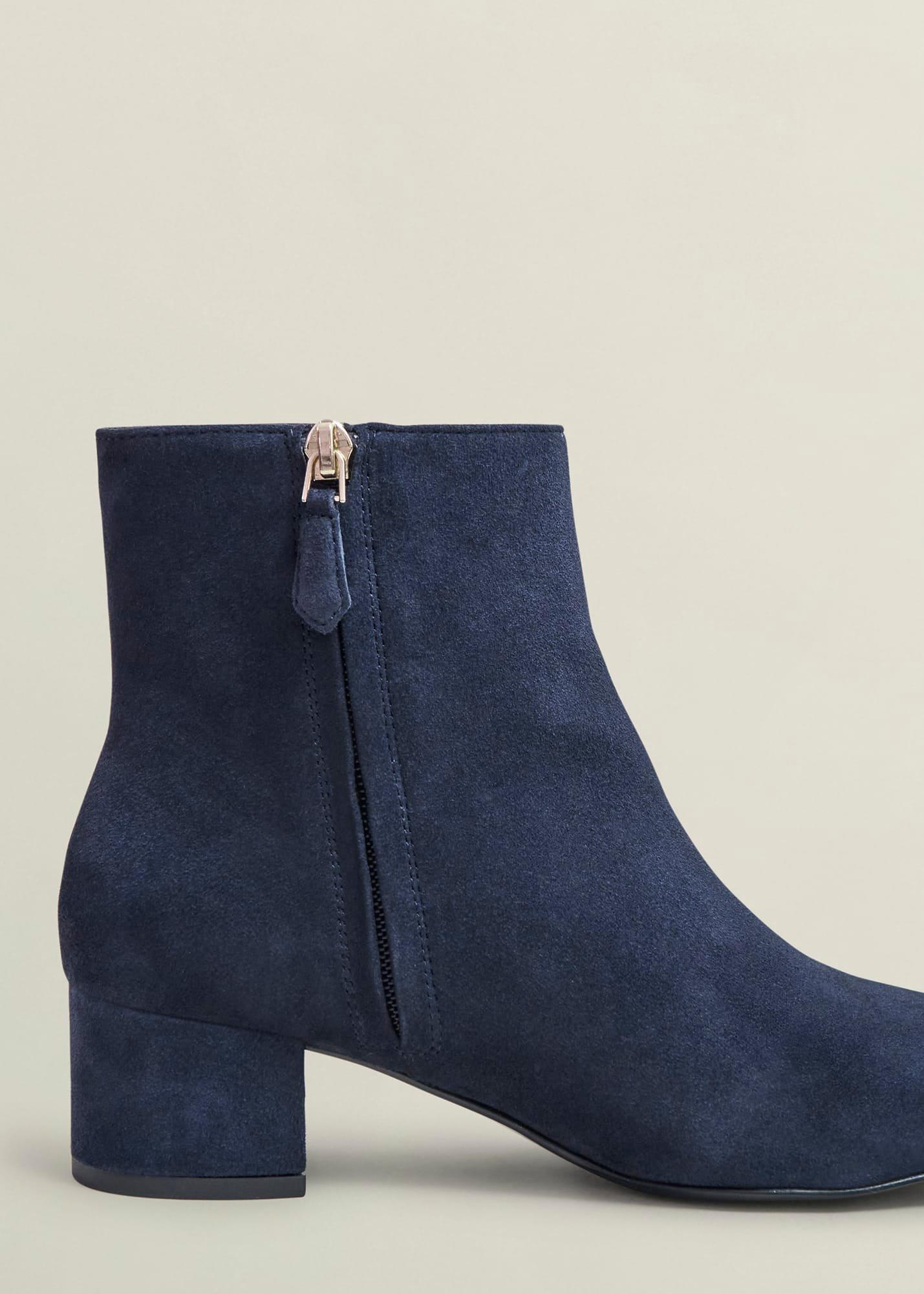 Evelyn Suede Ankle Boots, Hobbs Navy, hi-res